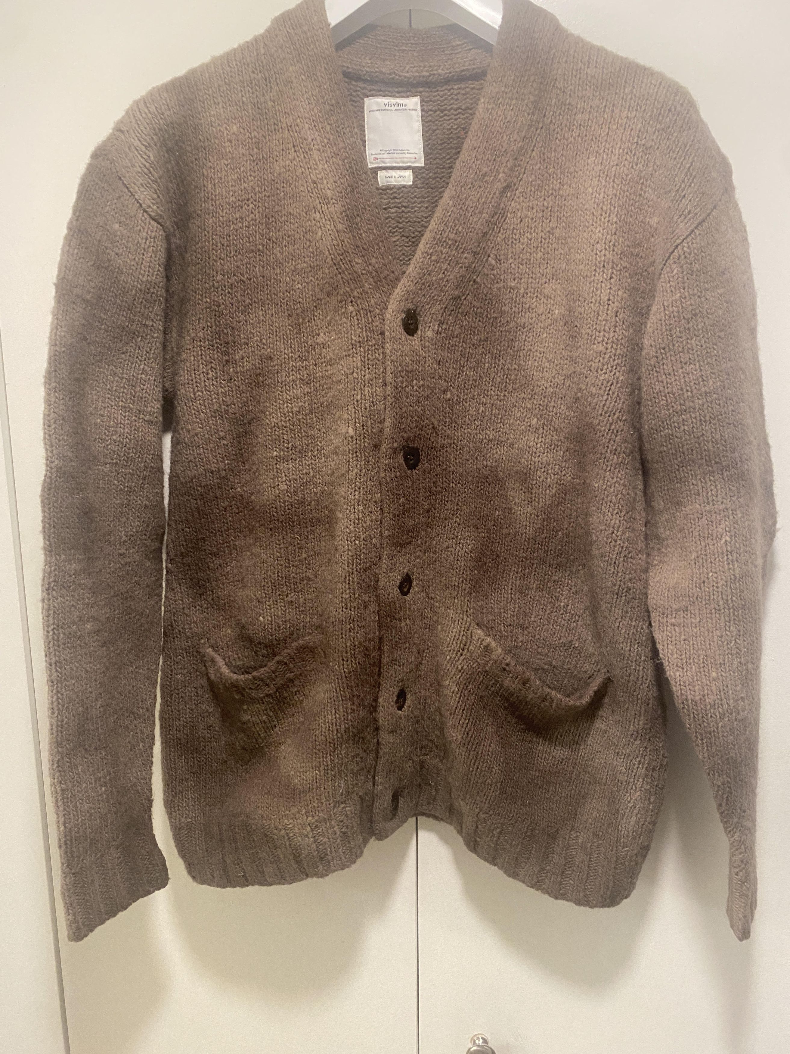 image of Visvim Selmer Long Cardigan (Dye) - Charcoal Brown, Men's (Size 2XL)