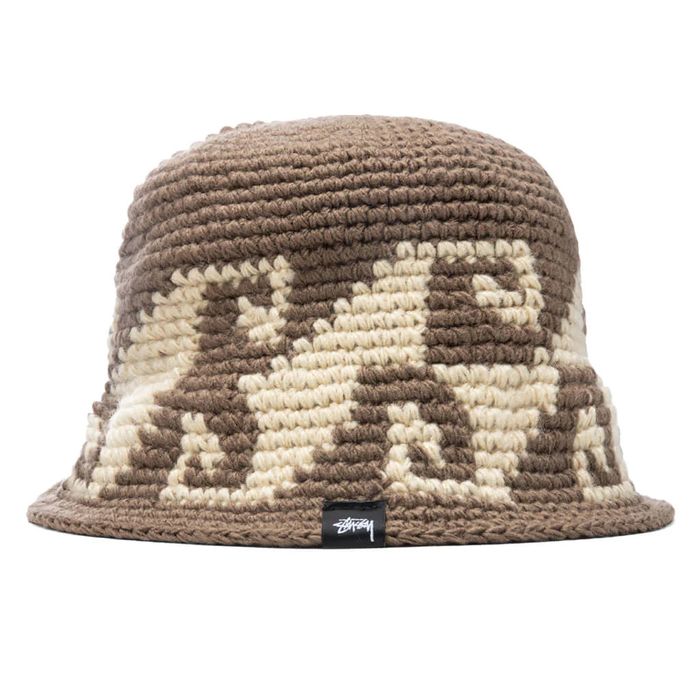 Stussy knit wave brown bucket hat | Grailed