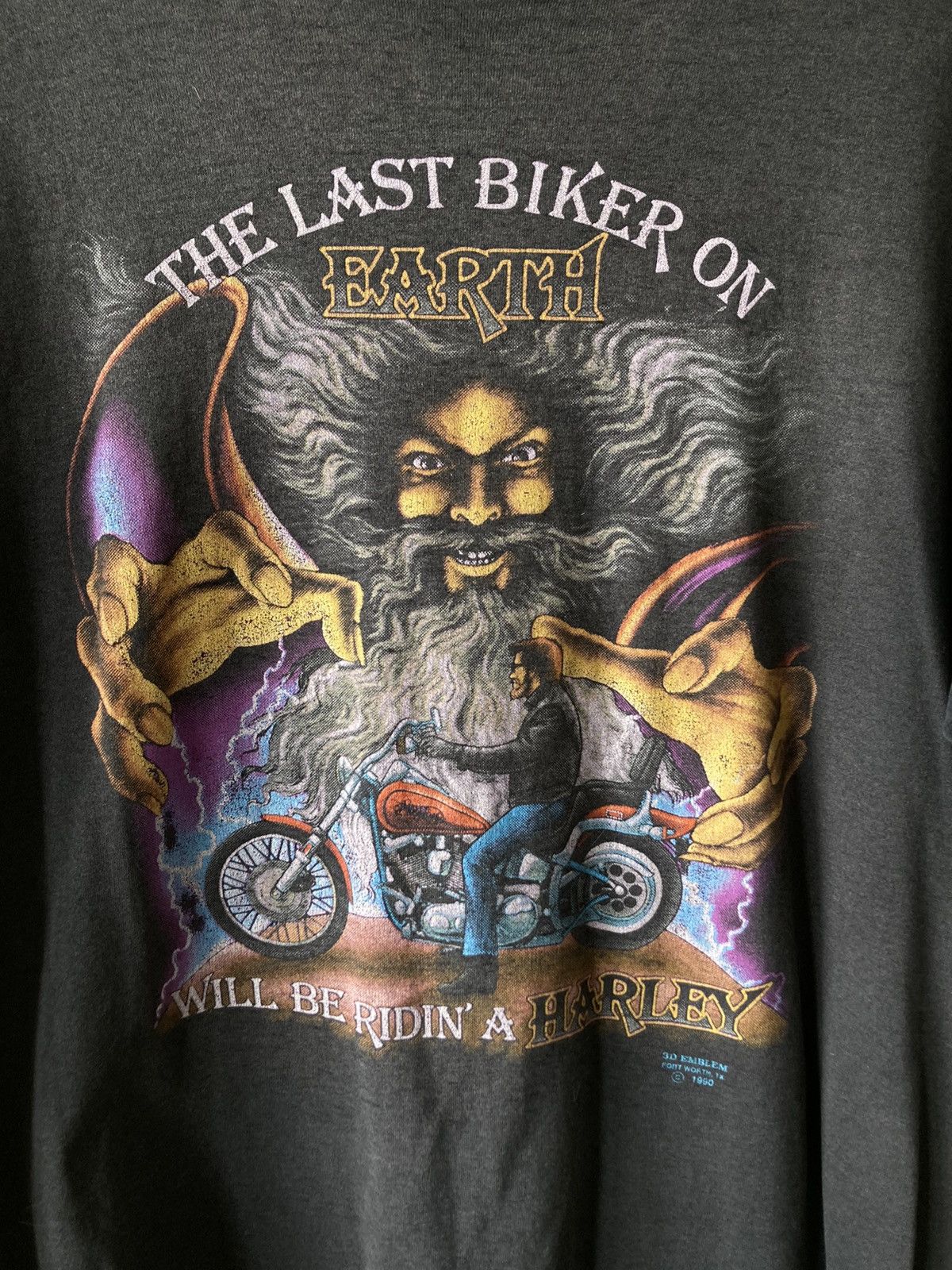 Harley Davidson INSANE Vintage Harley Davidson Biker 1990 Tee Size US XL / EU 56 / 4 - 2 Thumbnail