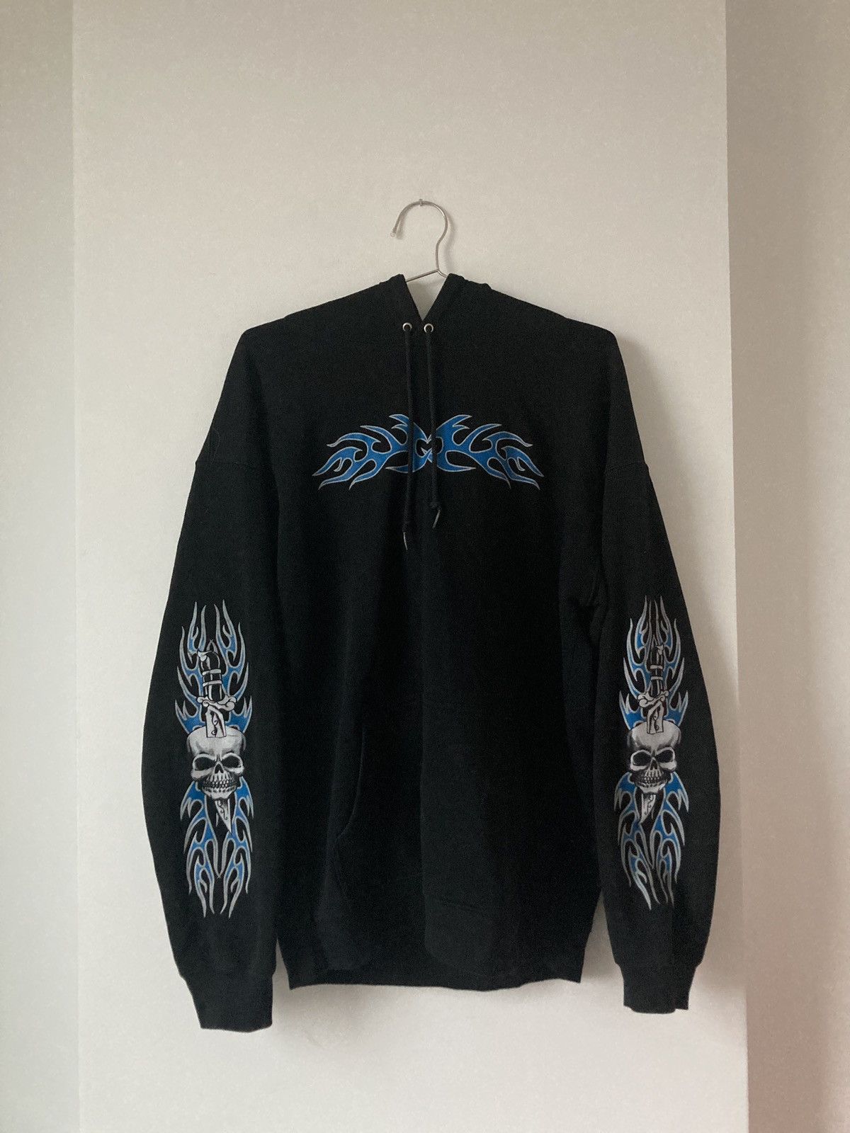 image of Vintage Tribal Skulls Hoodie in Black, Men's (Size XL)