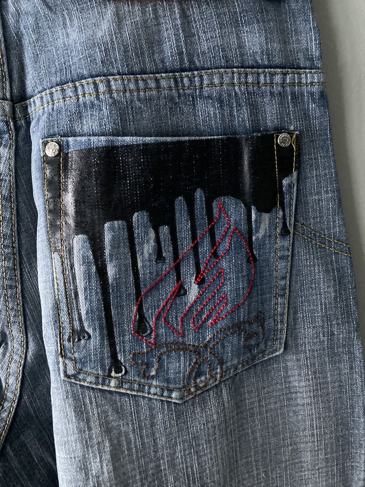 Vintage RARE JOHNNY BLAZE WU TANG GHOST RIDER DENIM JEANS Size US 32 / EU 48 - 3 Thumbnail