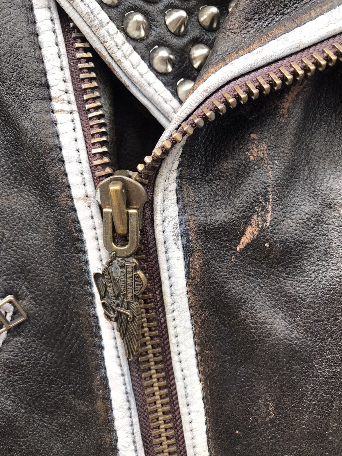 Genuine Leather × Harley Davidson HARLEY DAVIDSON DOUBLE COLLAR BIG LOGO JACKETS Size US M / EU 48-50 / 2 - 8 Thumbnail