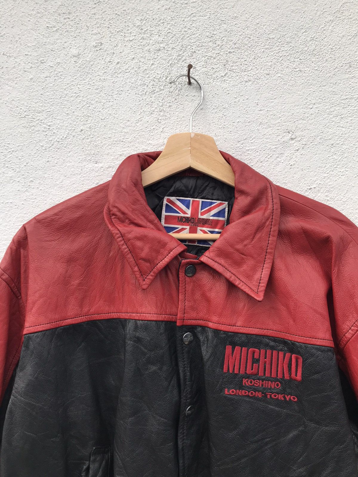 Michiko Koshino London × Vintage Michiko Koshino London Baseball Leather Jackets Size US M / EU 48-50 / 2 - 7 Thumbnail
