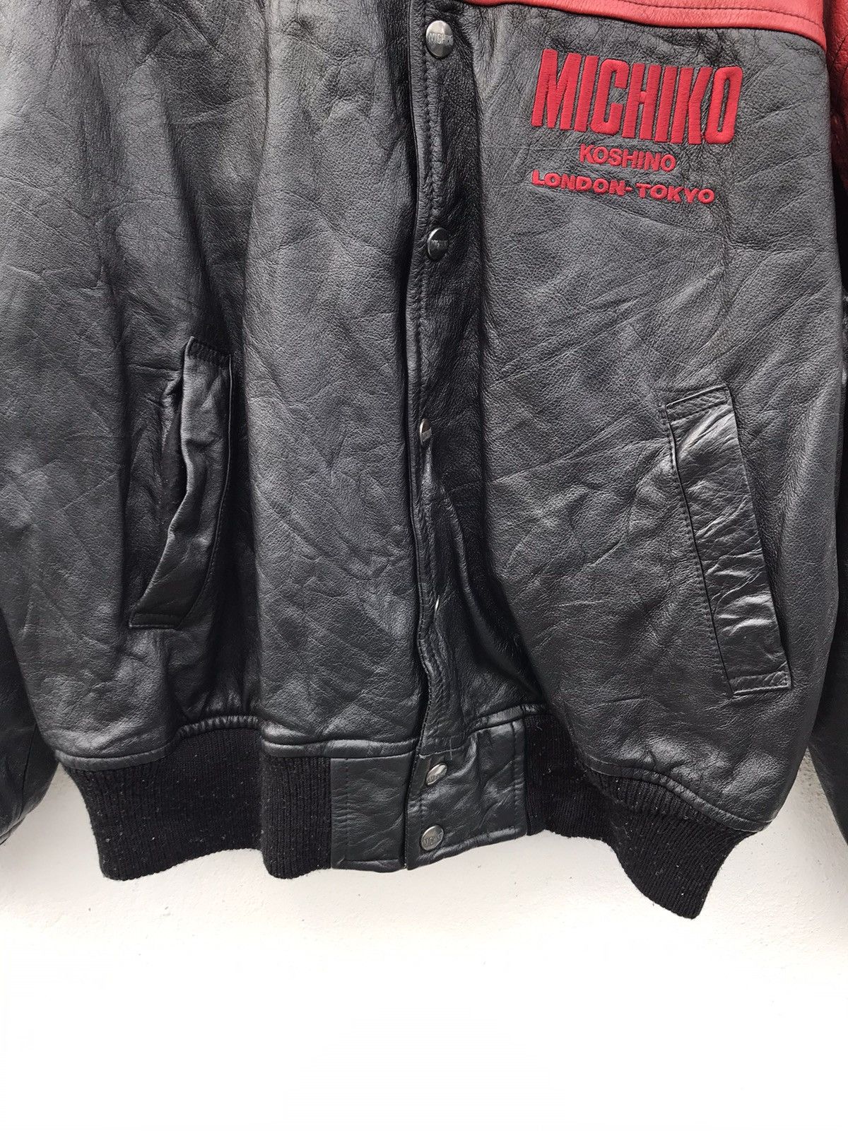 Michiko Koshino London × Vintage Michiko Koshino London Baseball Leather Jackets Size US M / EU 48-50 / 2 - 5 Thumbnail
