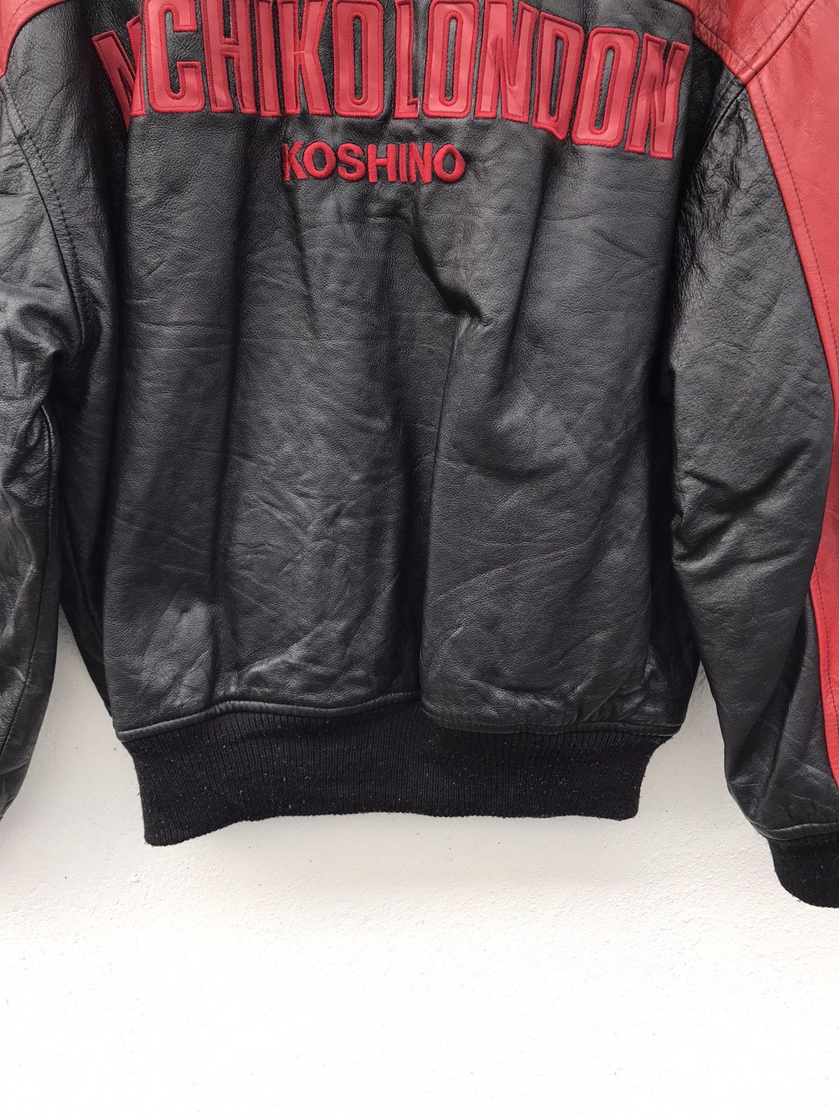 Michiko Koshino London × Vintage Michiko Koshino London Baseball Leather Jackets Size US M / EU 48-50 / 2 - 12 Thumbnail