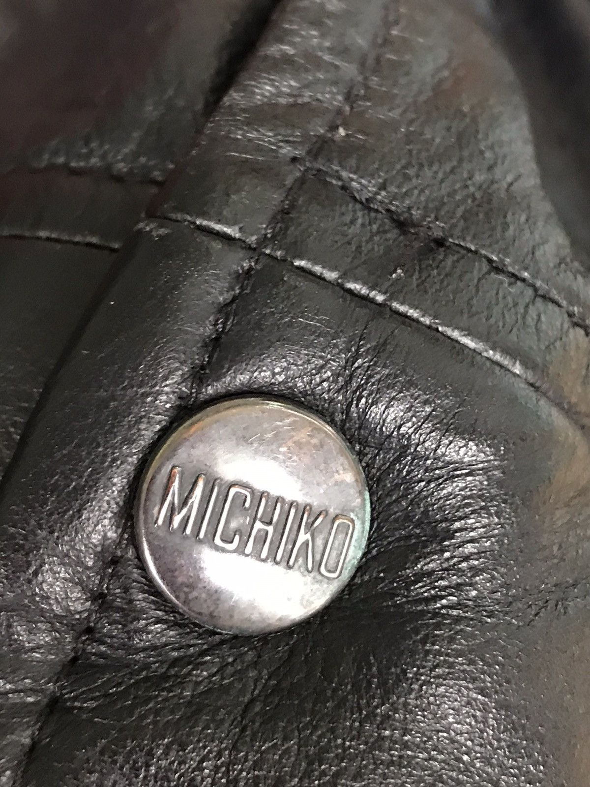 Michiko Koshino London × Vintage Michiko Koshino London Baseball Leather Jackets Size US M / EU 48-50 / 2 - 20 Thumbnail