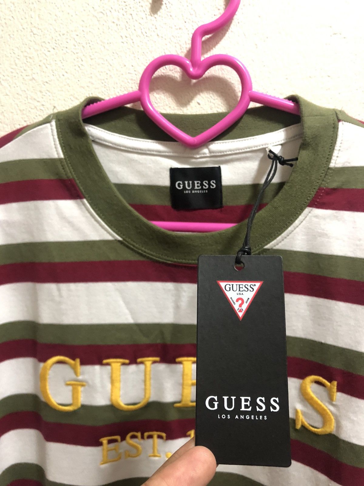 A$AP Rocky × Guess Rare GUESS Striped Embroidered Sewn Spell Out Shirt Size US L / EU 52-54 / 3 - 3 Thumbnail