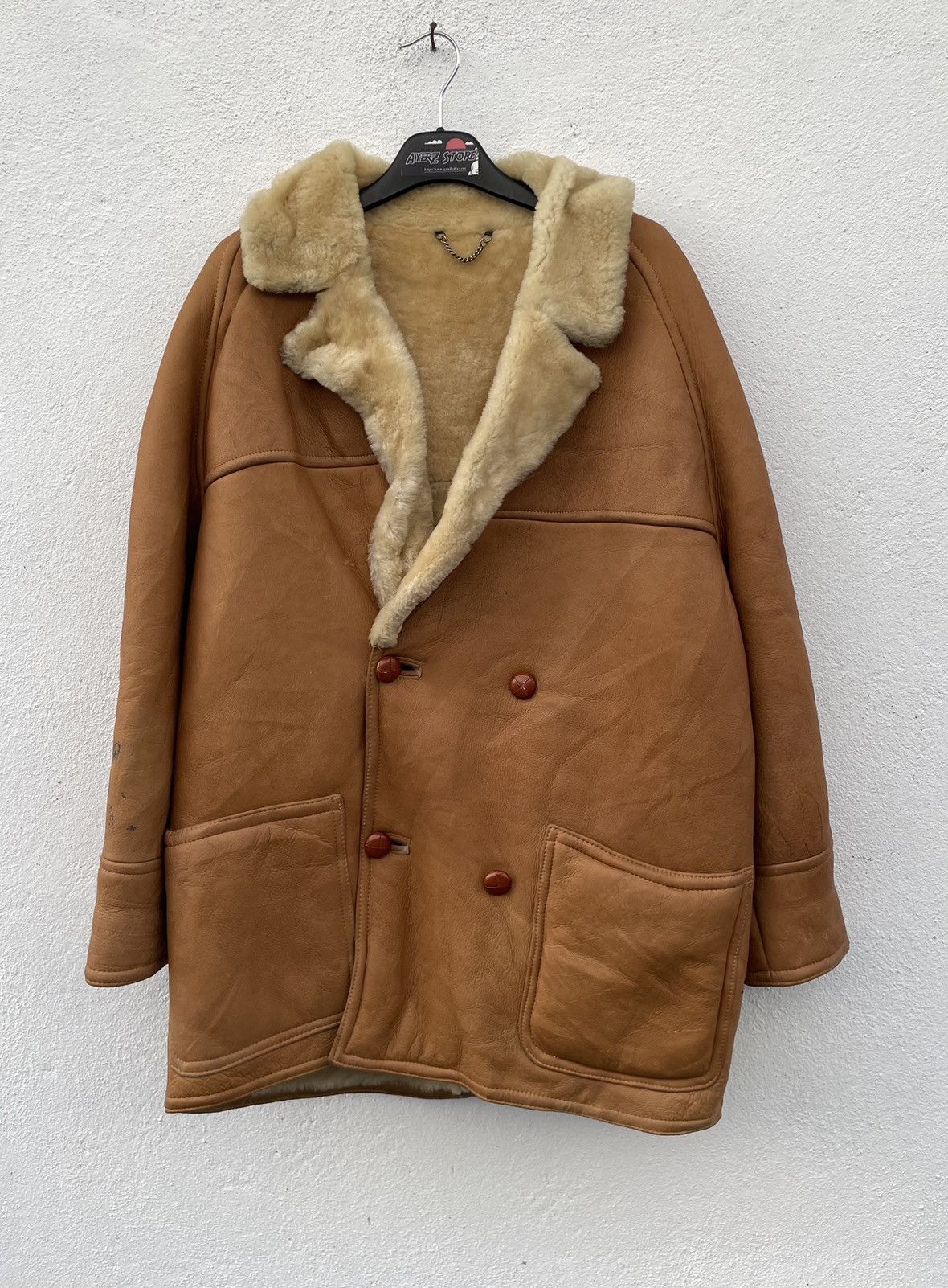 Leather Jacket × Vintage × Woolrich Woolen Mills Woolea Real Lamb 