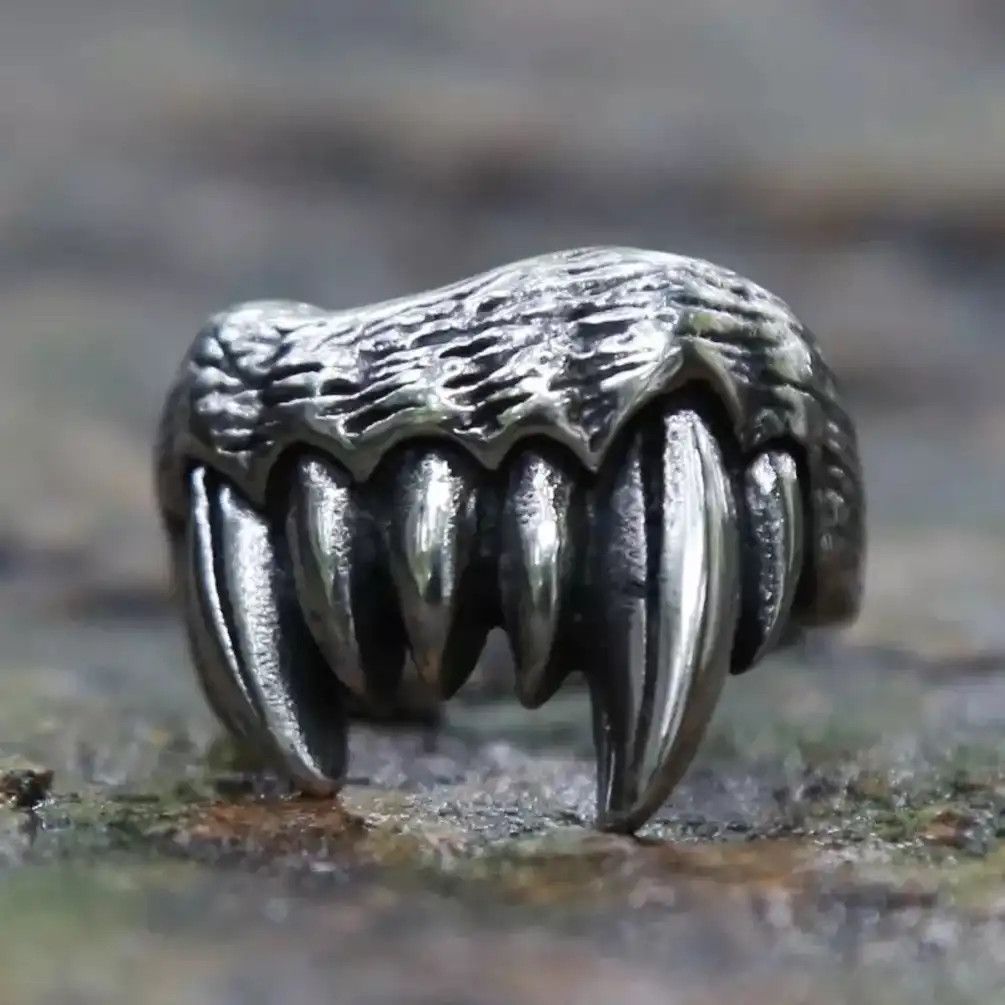 Japanese Brand Cool Gothic Unique Beast Teeth Stainless Steel Ring Size ONE SIZE - 5 Thumbnail