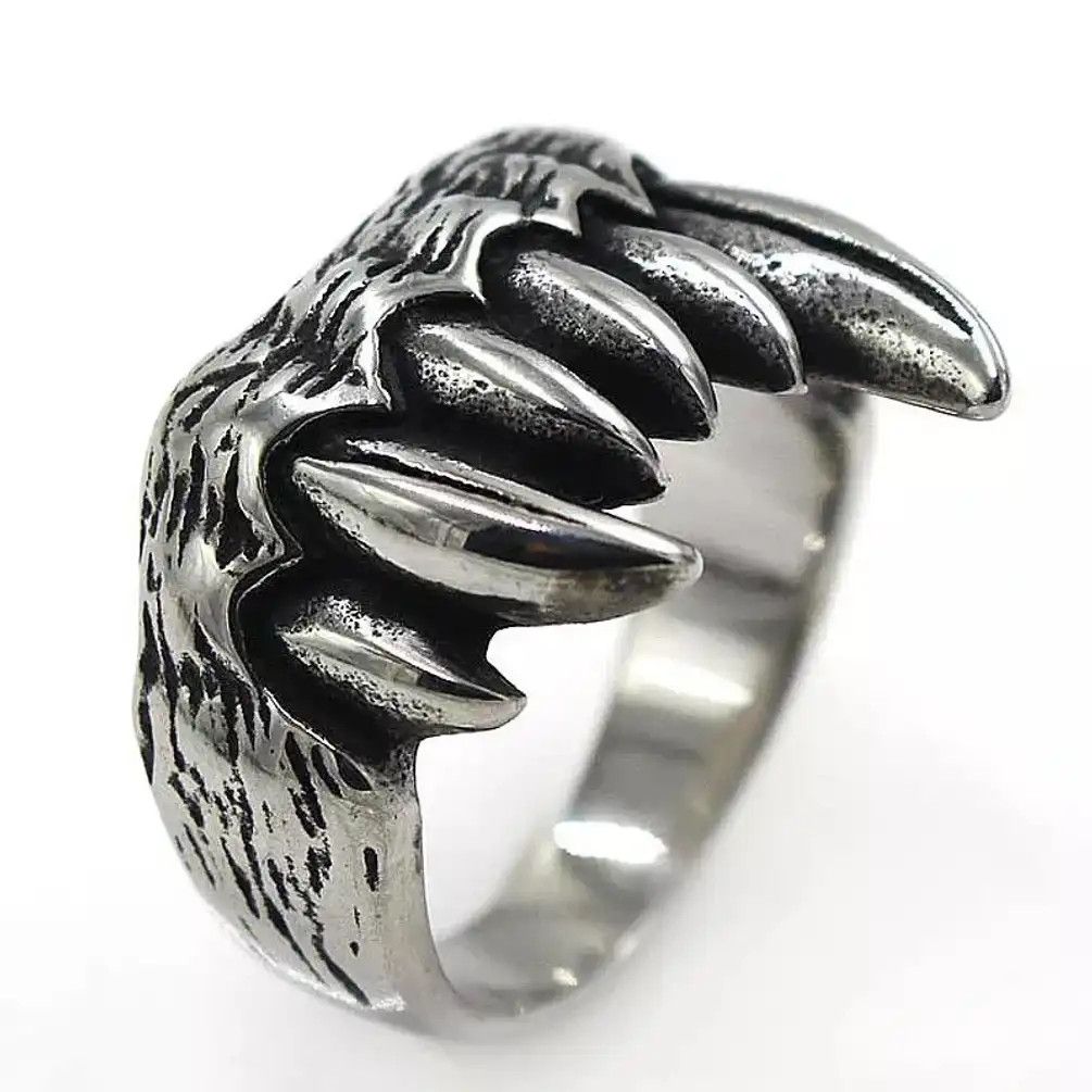 Japanese Brand Cool Gothic Unique Beast Teeth Stainless Steel Ring Size ONE SIZE - 3 Thumbnail