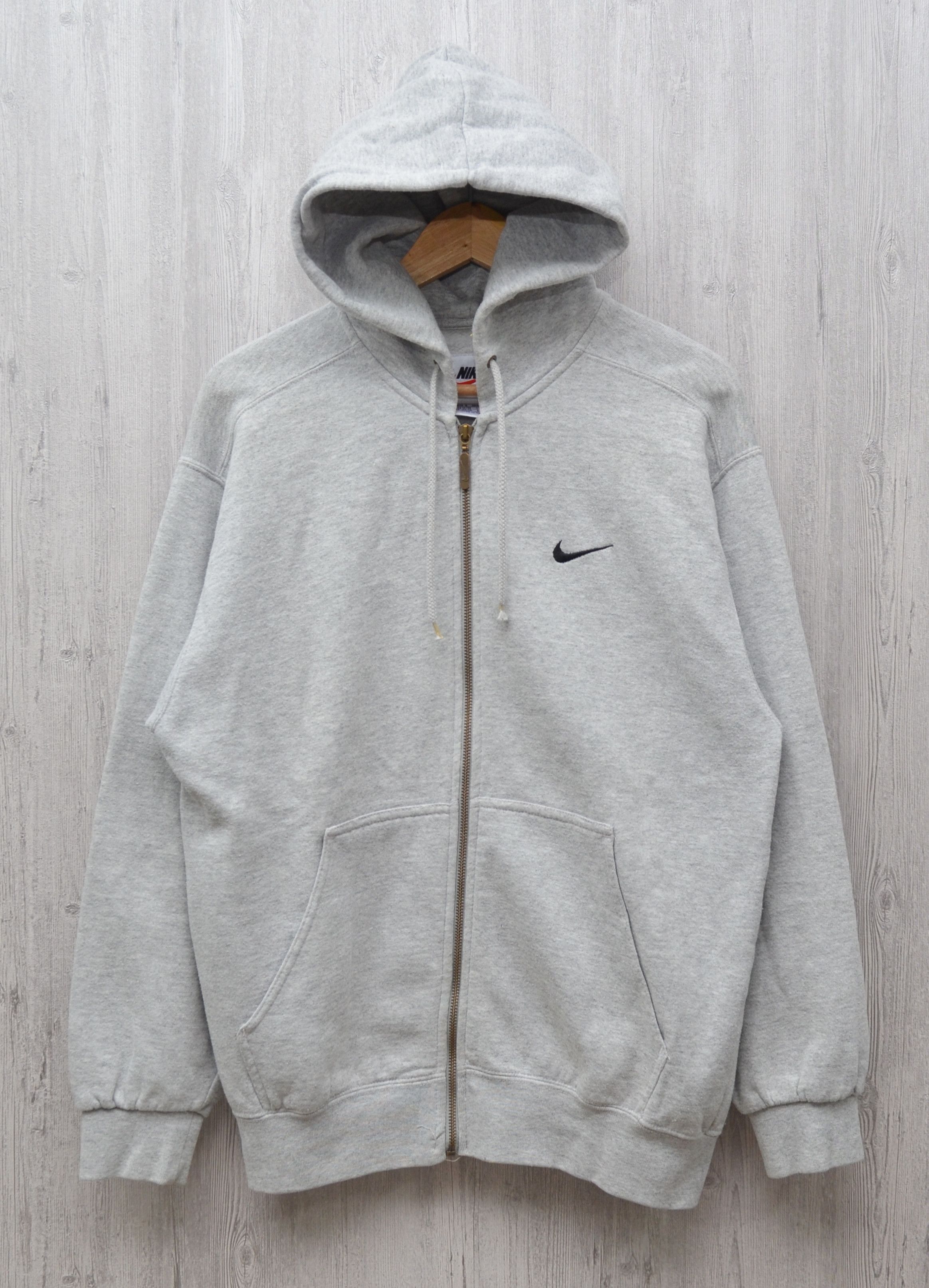 Nike × Vintage Vintage Nike Full Zip Embroided Logo Grey Hoodie 90s y2k Size US S / EU 44-46 / 1 - 1 Thumbnail