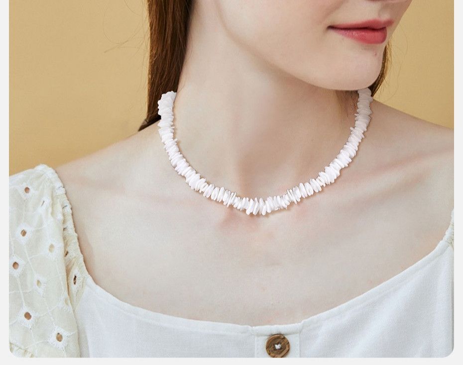 Jewelry Natural Squared Beaded Chain Necklace Size ONE SIZE - 1 Thumbnail