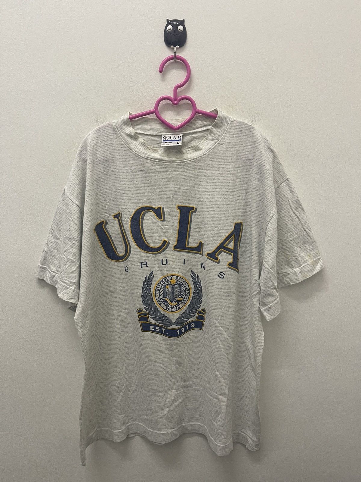 image of American College x Made In USA Vintage Ucla Bruins Spell Out Big Logo in Grey, Men's (Size Large)