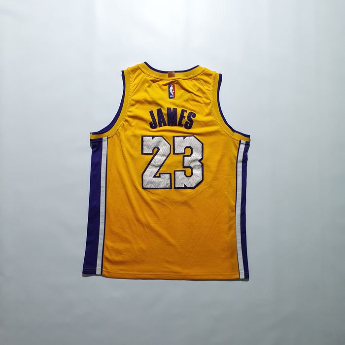 Nike Lebron James Lakers Gray Swingman Jersey Size 48 Wish logo NBA