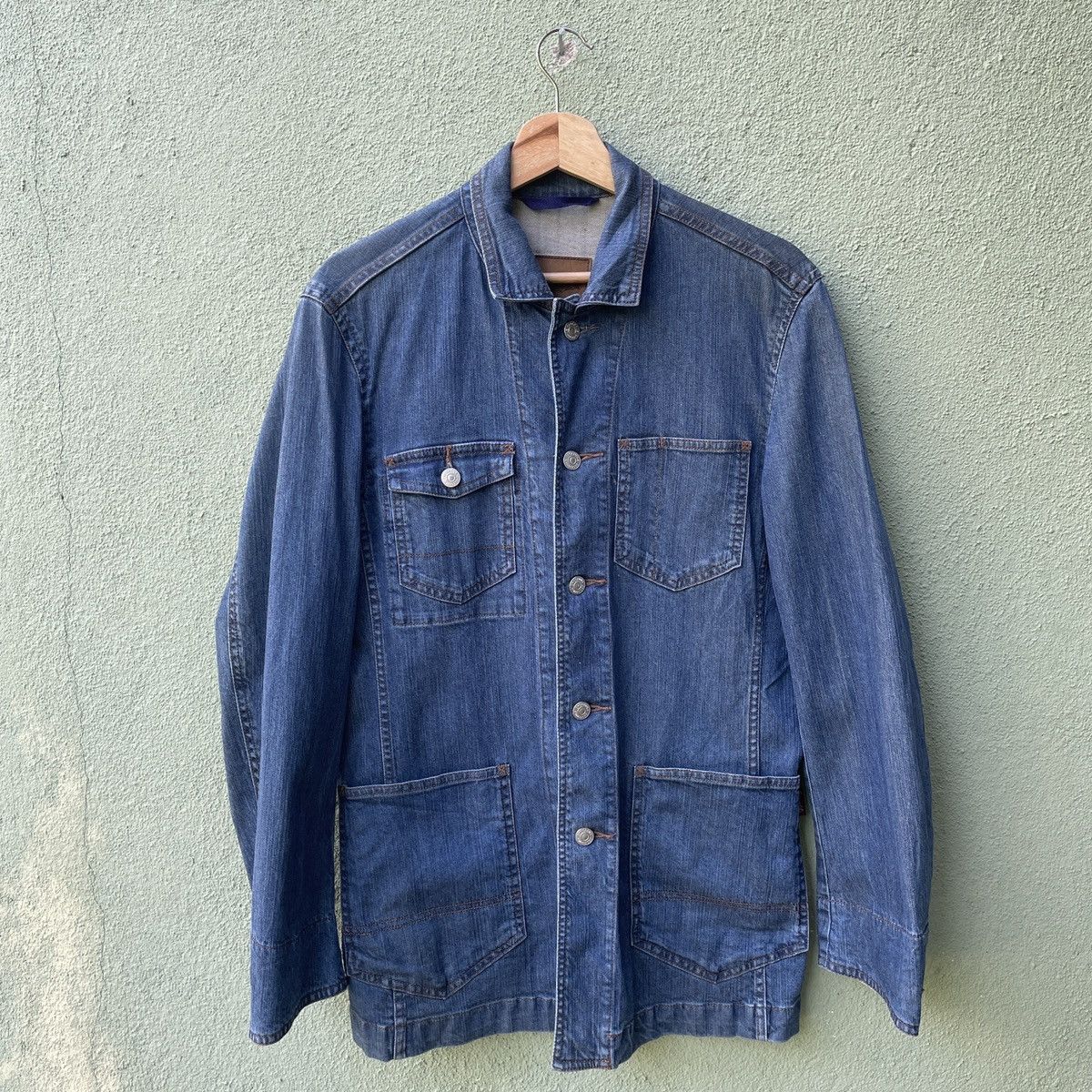 image of VTG Crocodile Tactical Multipocket Button Ups Denim Jacket in Blue, Men's (Size Medium)