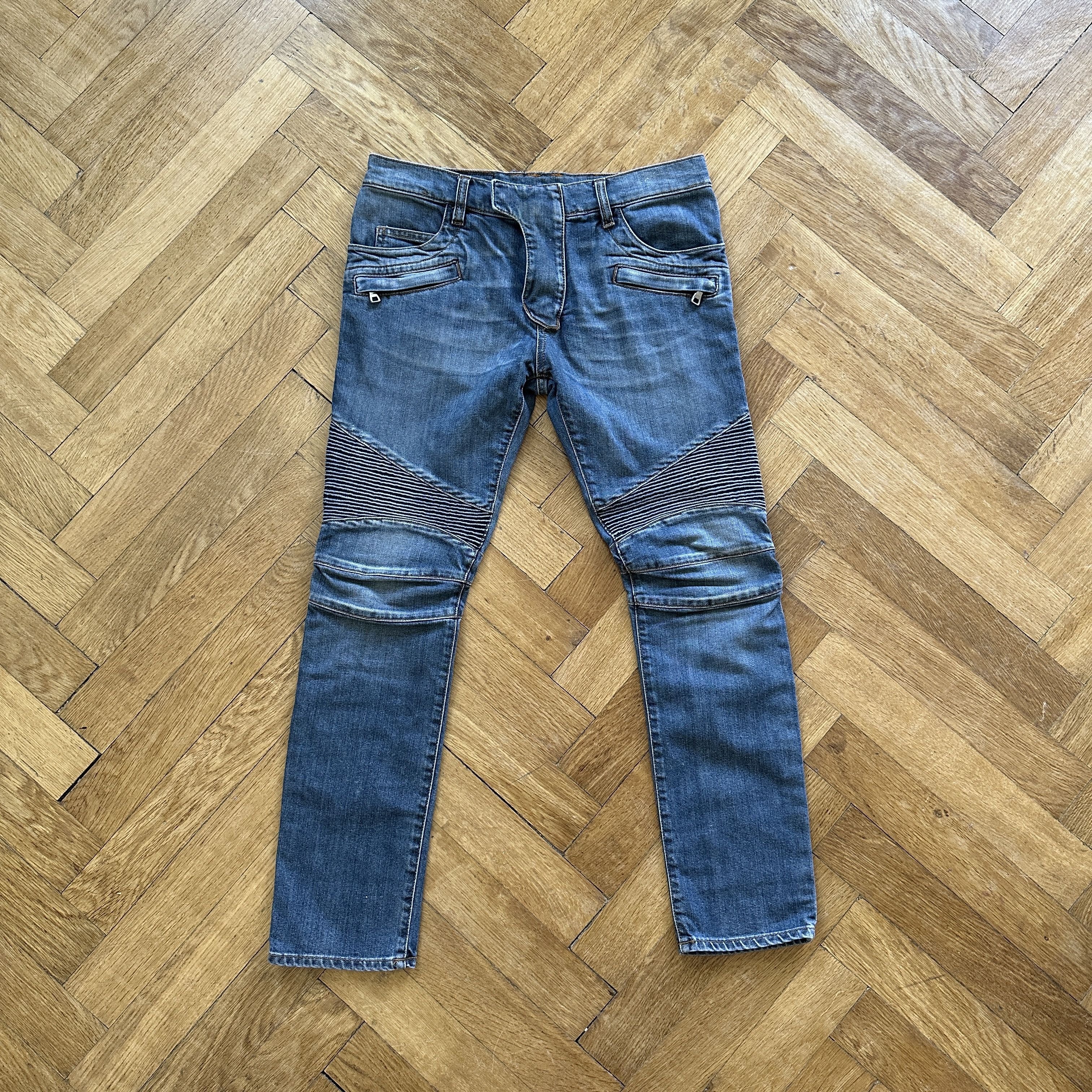 image of Balmain Fw11 Decarnin Washed Blue Biker Denim, Men's (Size 31)