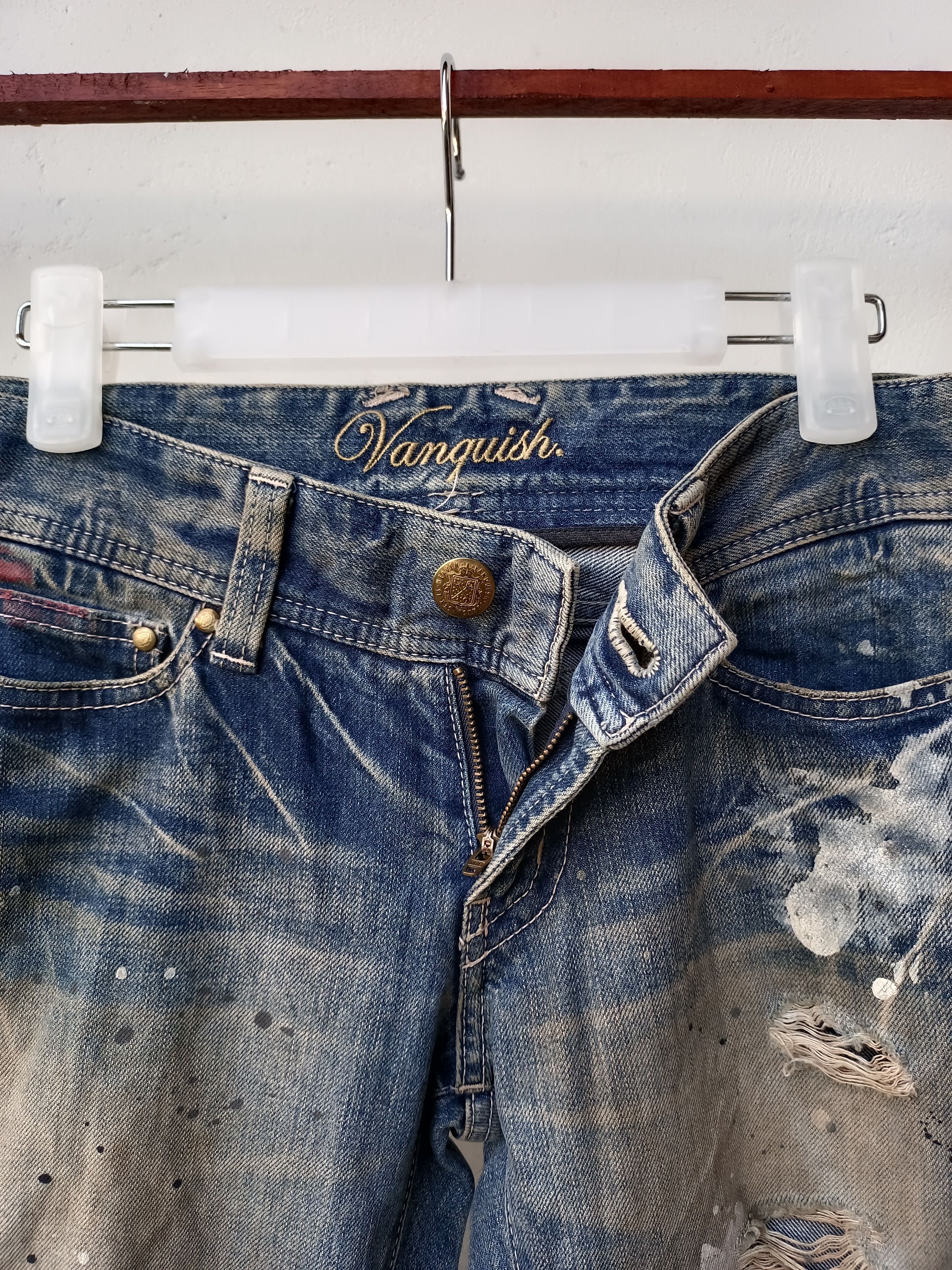 Japanese Brand Flare Vanquish Distressed Jeans Size 28" / US 6 / IT 42 - 4 Thumbnail