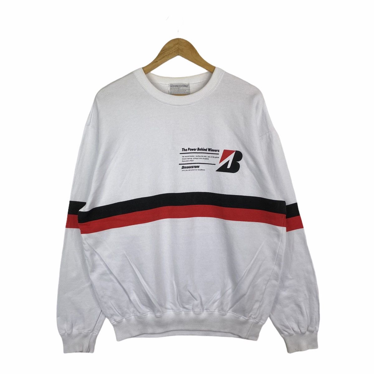 Sports Specialties × Vintage VINTAGE BRIDGESTONE MOTORSPORT BIG LOGO SWEATSHIRT PULLOVER Size US L / EU 52-54 / 3 - 2 Thumbnail