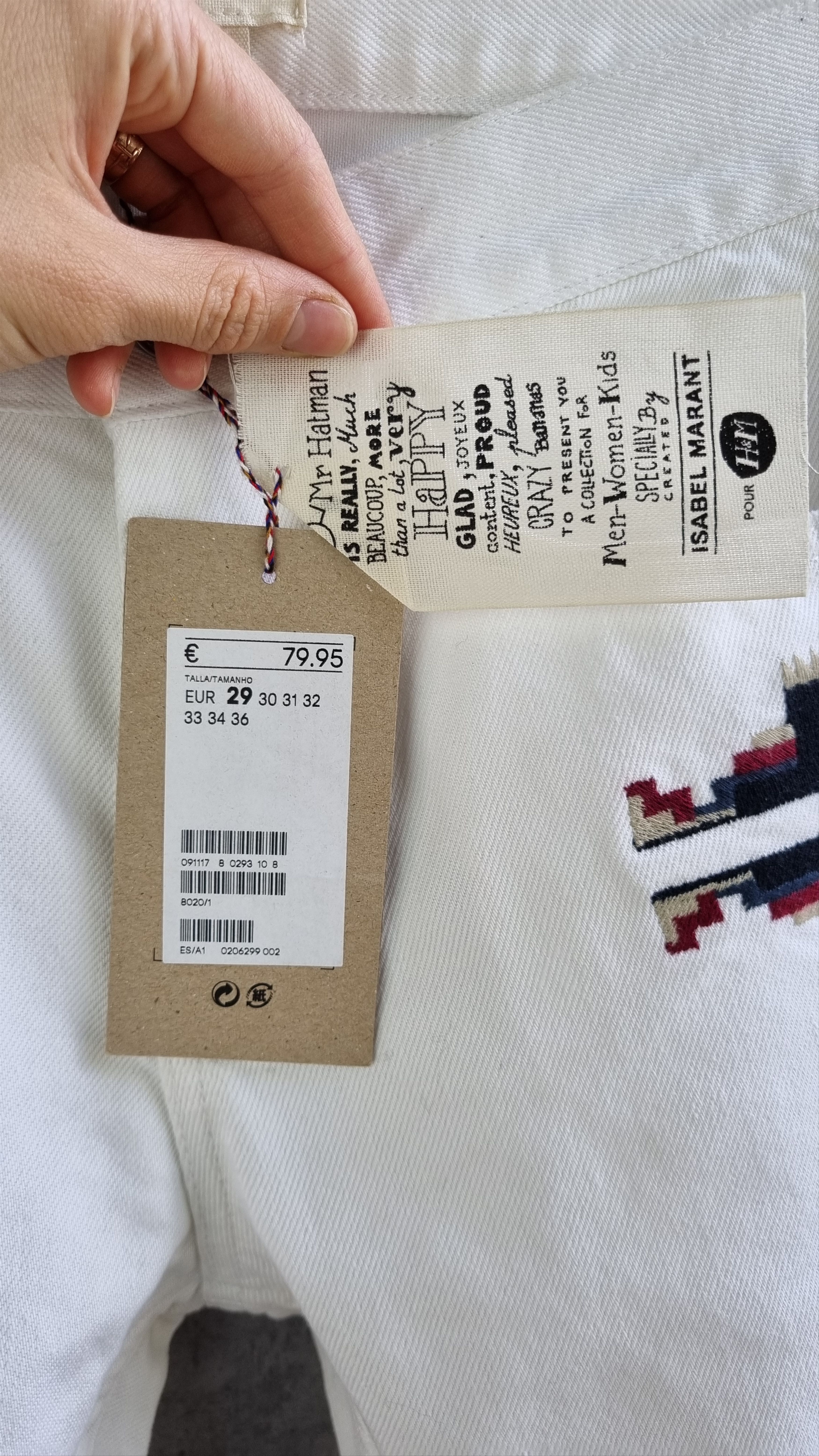 Isabel Marant × Japanese Brand Isabel Marant Embroidered Cowboy Design White Skinny Jeans Size US 29 - 15 Thumbnail