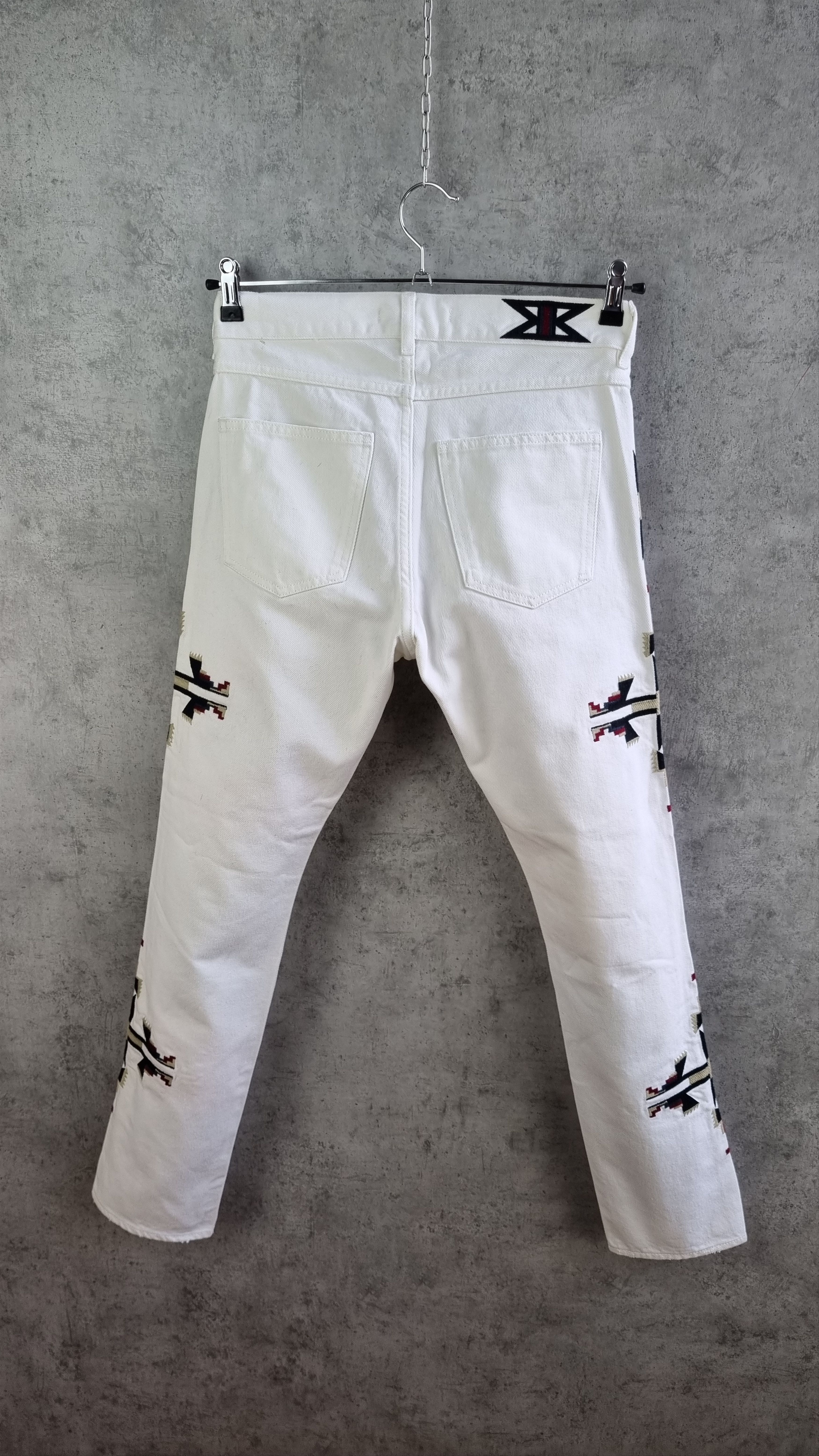 Isabel Marant × Japanese Brand Isabel Marant Embroidered Cowboy Design White Skinny Jeans Size US 29 - 2 Thumbnail
