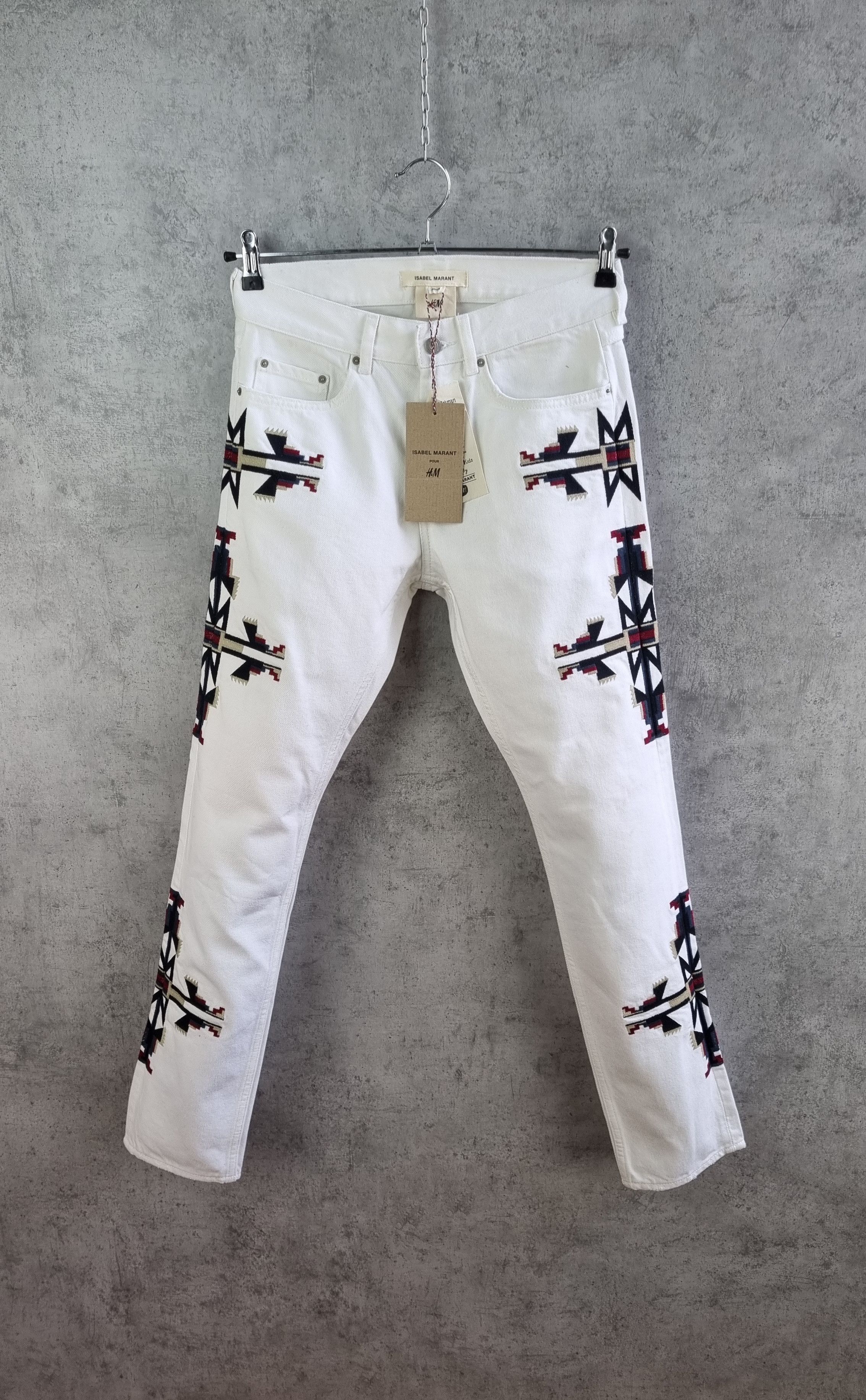 Isabel Marant × Japanese Brand Isabel Marant Embroidered Cowboy Design White Skinny Jeans Size US 29 - 4 Thumbnail