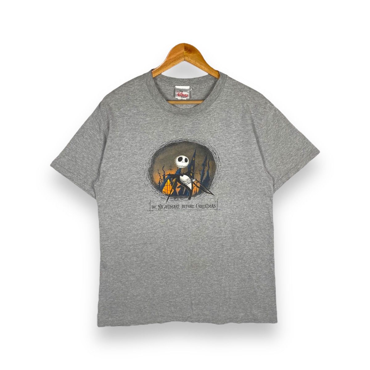 image of The Nightmare Before Christmas Jack Cartoon Disney Movie Tee in Grey, Men's (Size Medium)