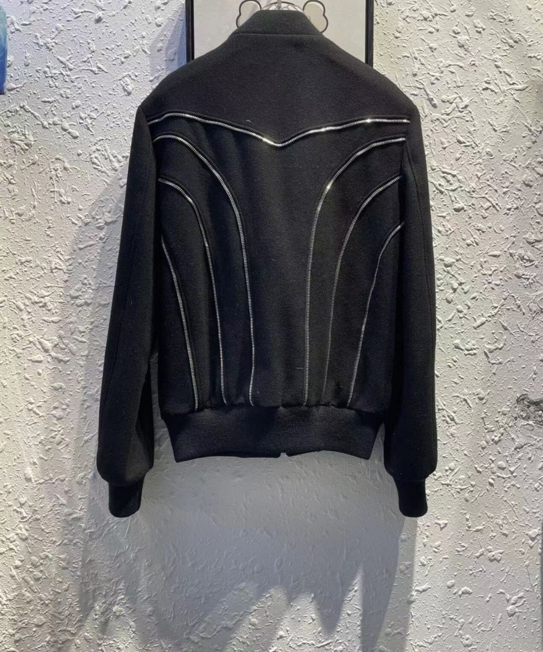 Saint Laurent Paris Saint Laurent Multi Zip Black Wool Baseball Jersey Size US M / EU 48-50 / 2 - 2 Thumbnail