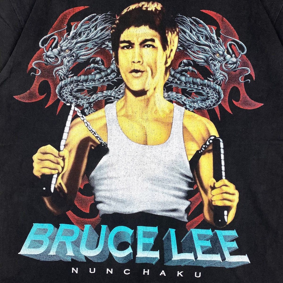 Vintage VINTAGE 90's BRUCE LEE NUNCHAKU TAIWAN ACTOR TEE Size US M / EU 48-50 / 2 - 3 Thumbnail