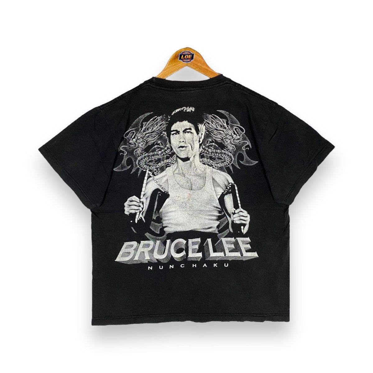 Vintage VINTAGE 90's BRUCE LEE NUNCHAKU TAIWAN ACTOR TEE Size US M / EU 48-50 / 2 - 9 Thumbnail