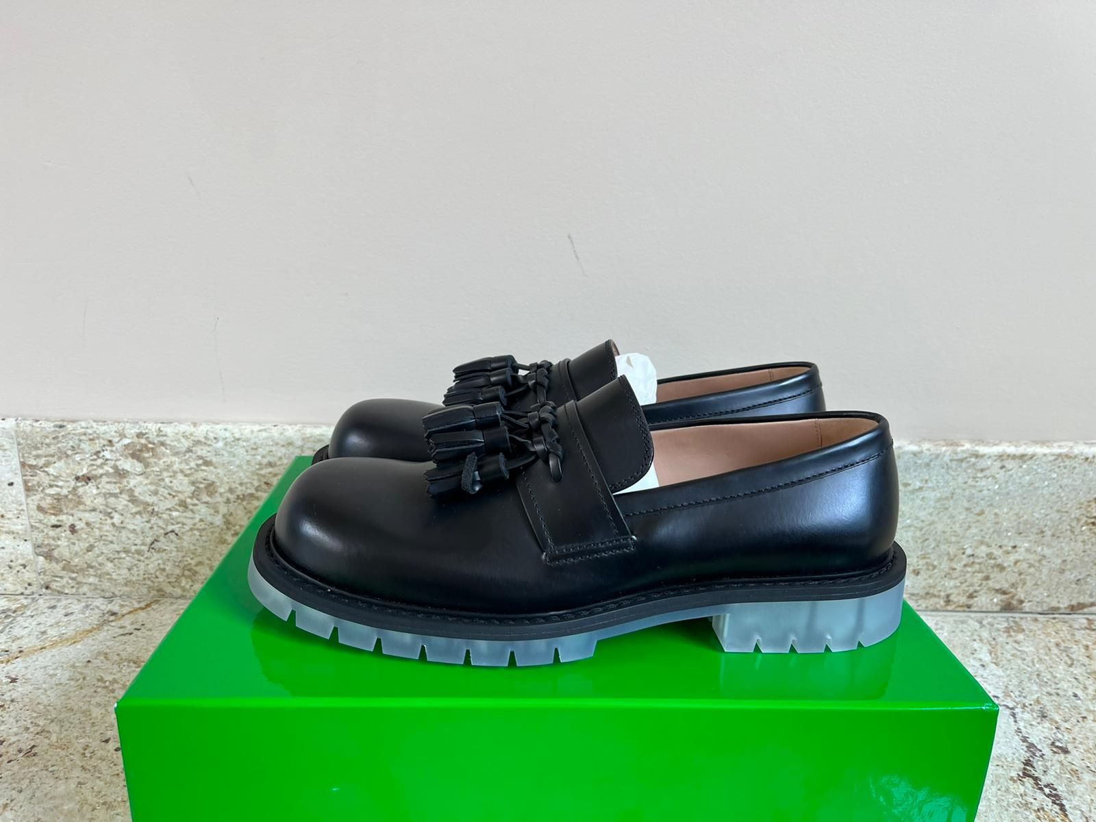Pre-owned Bottega Veneta Tassle Loafer Derby Shoes In Black