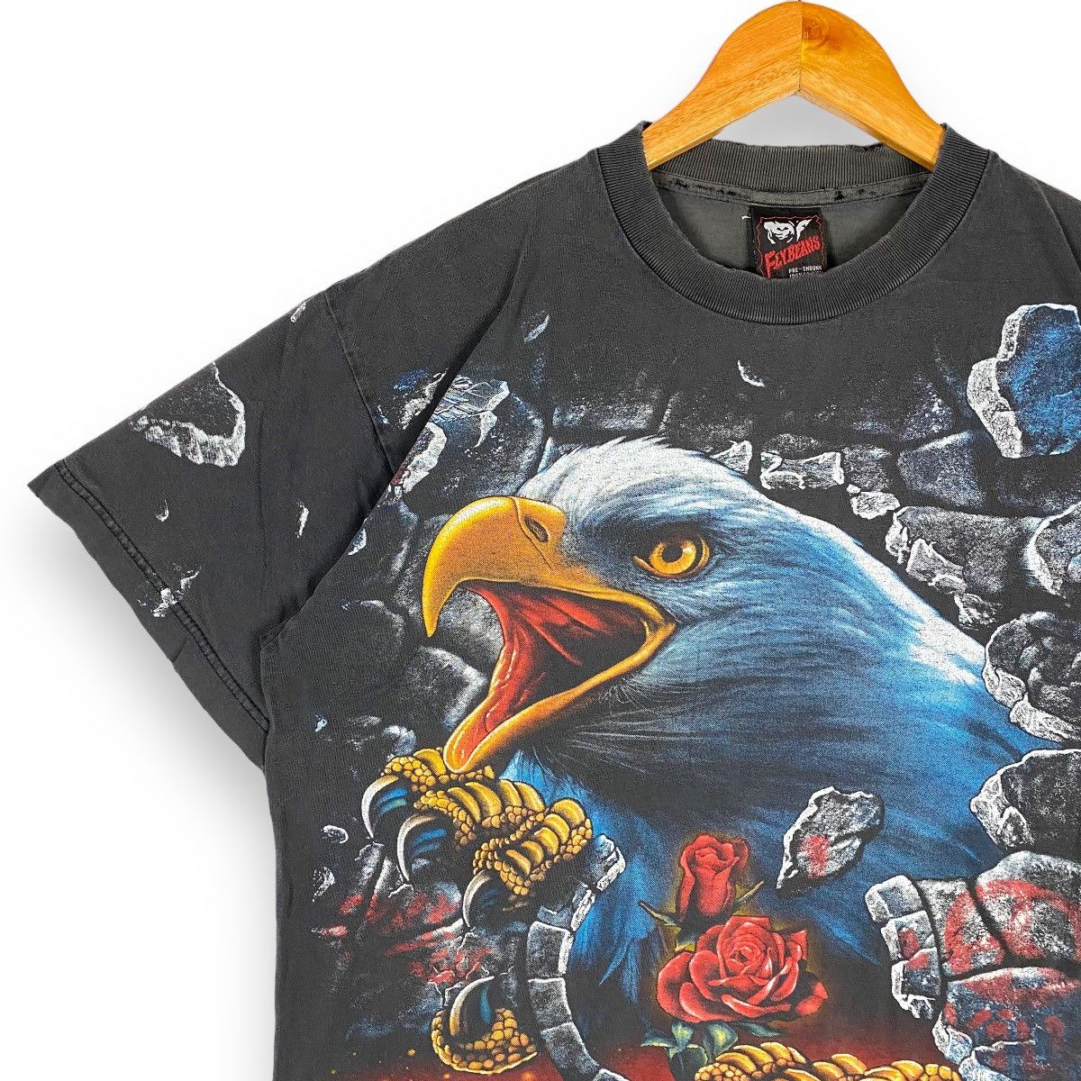 Vintage VINTAGE 90's EAGLE ALL OVER PRINT DISTRESSED ROCK EAGLE TEE Size US L / EU 52-54 / 3 - 2 Thumbnail
