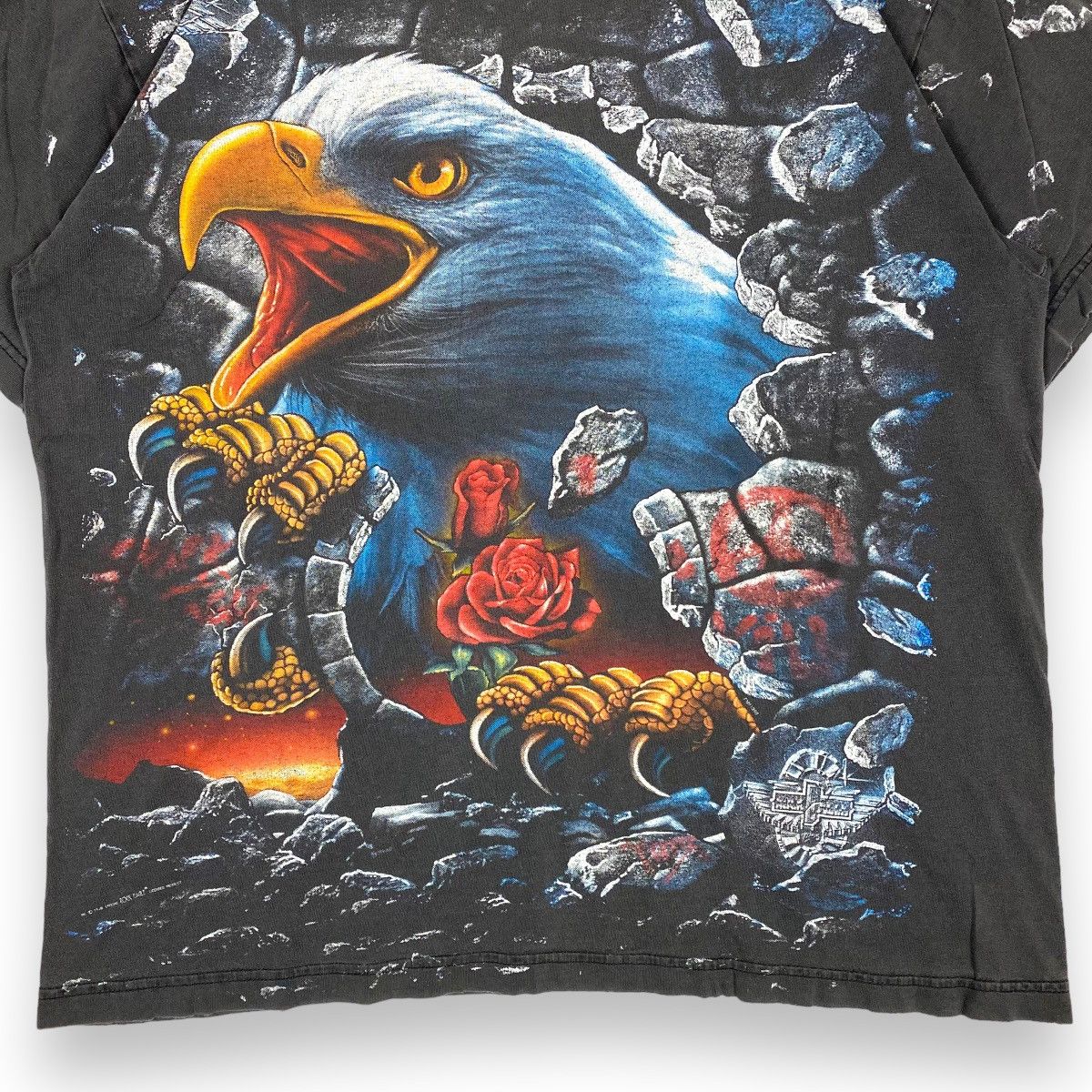 Vintage VINTAGE 90's EAGLE ALL OVER PRINT DISTRESSED ROCK EAGLE TEE Size US L / EU 52-54 / 3 - 4 Thumbnail