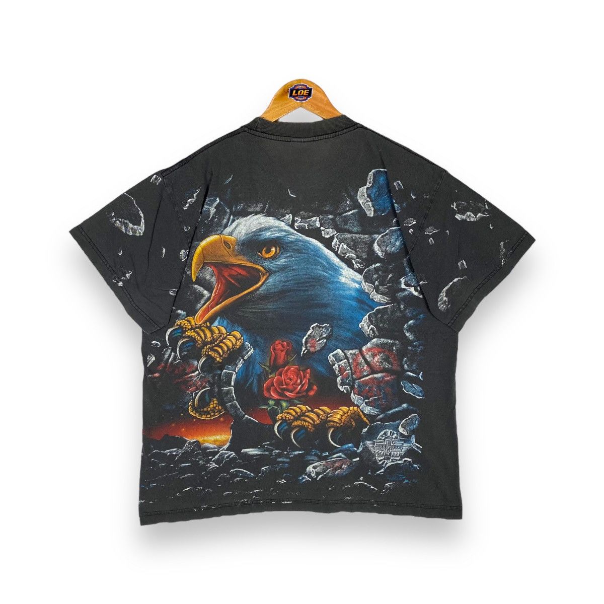 Vintage VINTAGE 90's EAGLE ALL OVER PRINT DISTRESSED ROCK EAGLE TEE Size US L / EU 52-54 / 3 - 7 Thumbnail