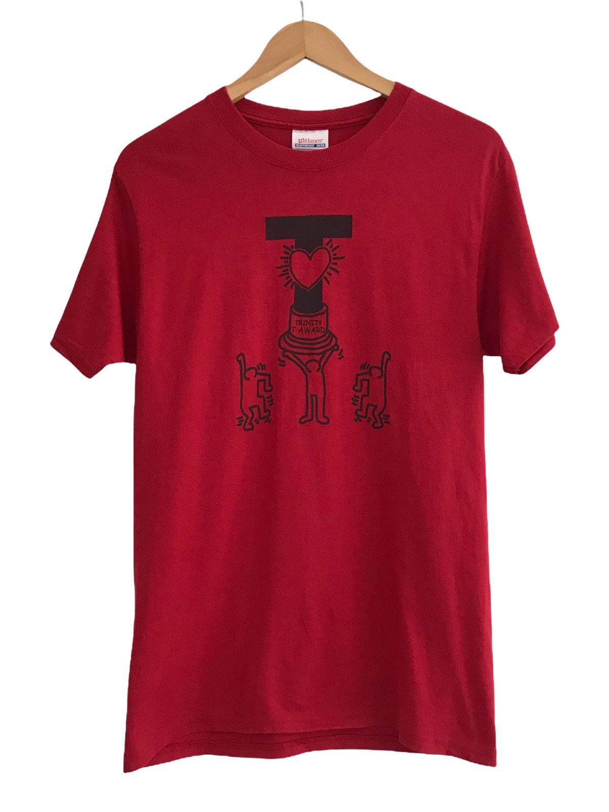 Keith Haring Vintage Hanes Keith Haring Art Trinity Red T-shirt Size US S / EU 44-46 / 1 - 1 Thumbnail