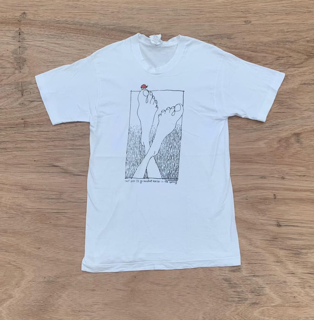 image of Vintage Tee Barefoot A31 in White, Men's (Size Medium)