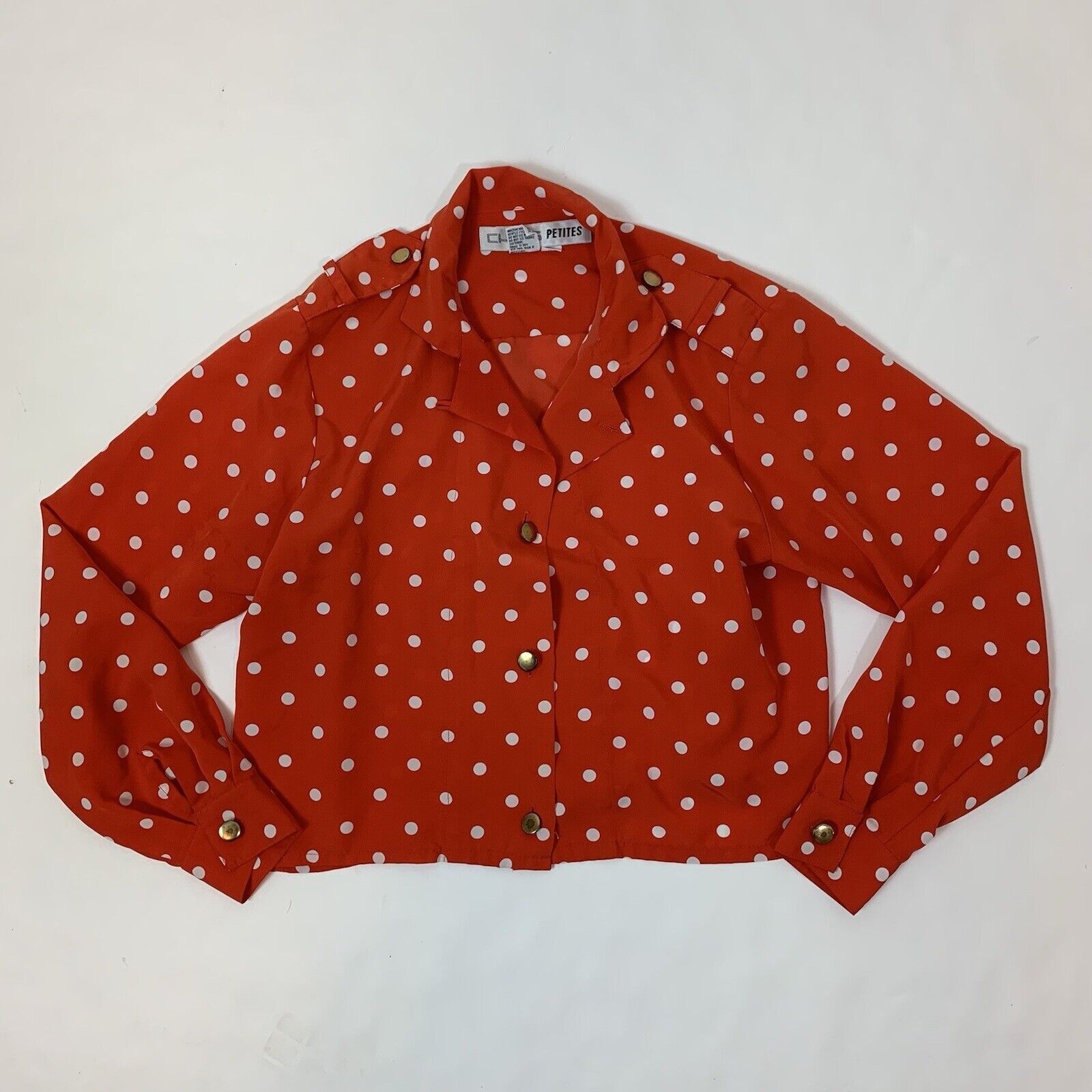 Vintage Vintage Chaus Petites Womens White Polka Dots Crop Top Shirt Size M / US 6-8 / IT 42-44 - 1 Thumbnail