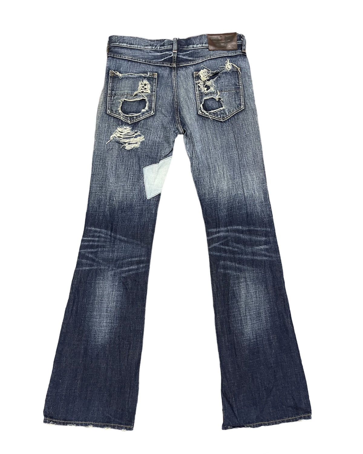 Japanese Brand Bond n peace patchwork n distressed flair jeans design Size US 33 - 2 Thumbnail