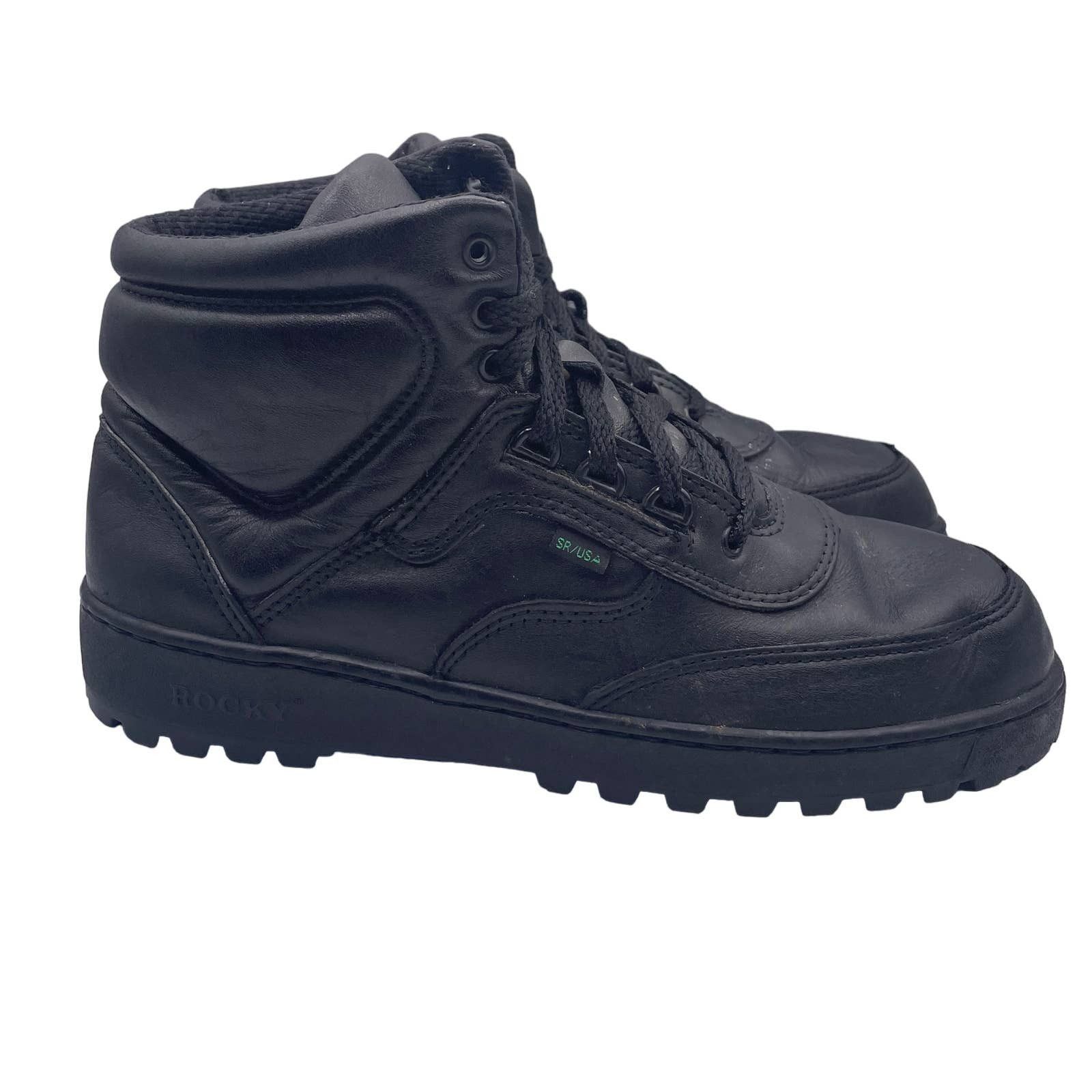 ROCKY Portland Lace-to-Toe Waterproof Duty Boots - Black, 9 Wide, Full-Grain Leather & Nylon
