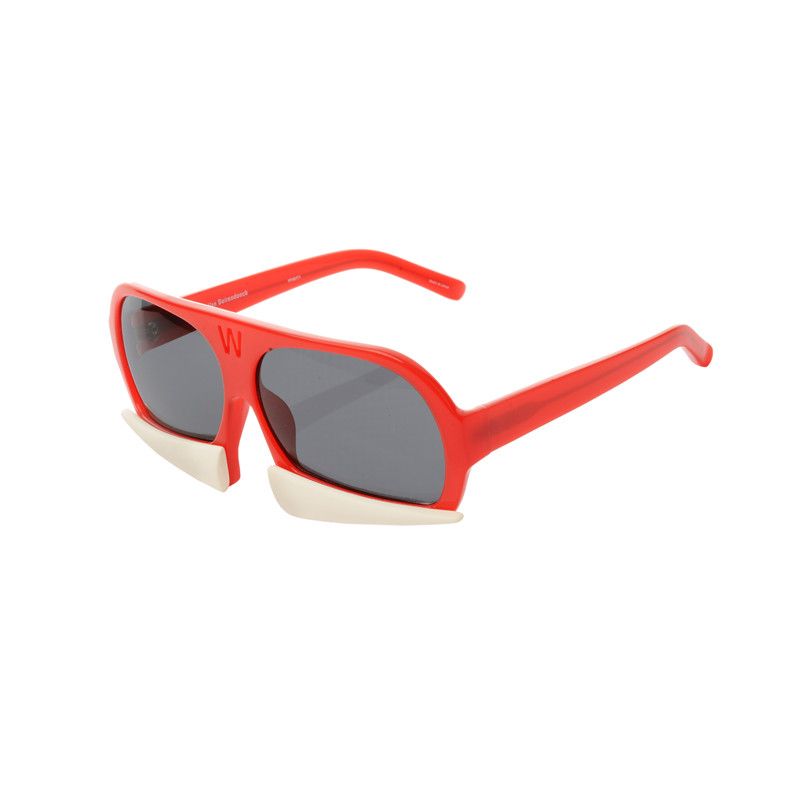 image of Archival Clothing x Linda Farrow Walter Van Beirendonck Red Bone Grey Lens Sunglasses, Men's