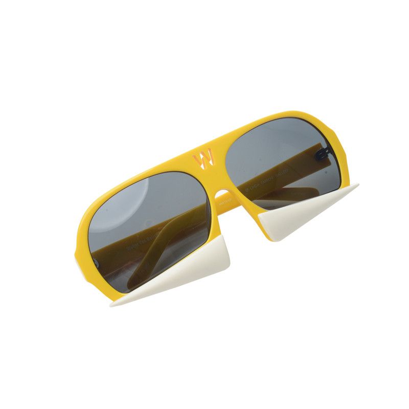 image of Archival Clothing x Linda Farrow Walter Van Beirendonck Yellow Bone Grey Lens Sunglasses, Men's