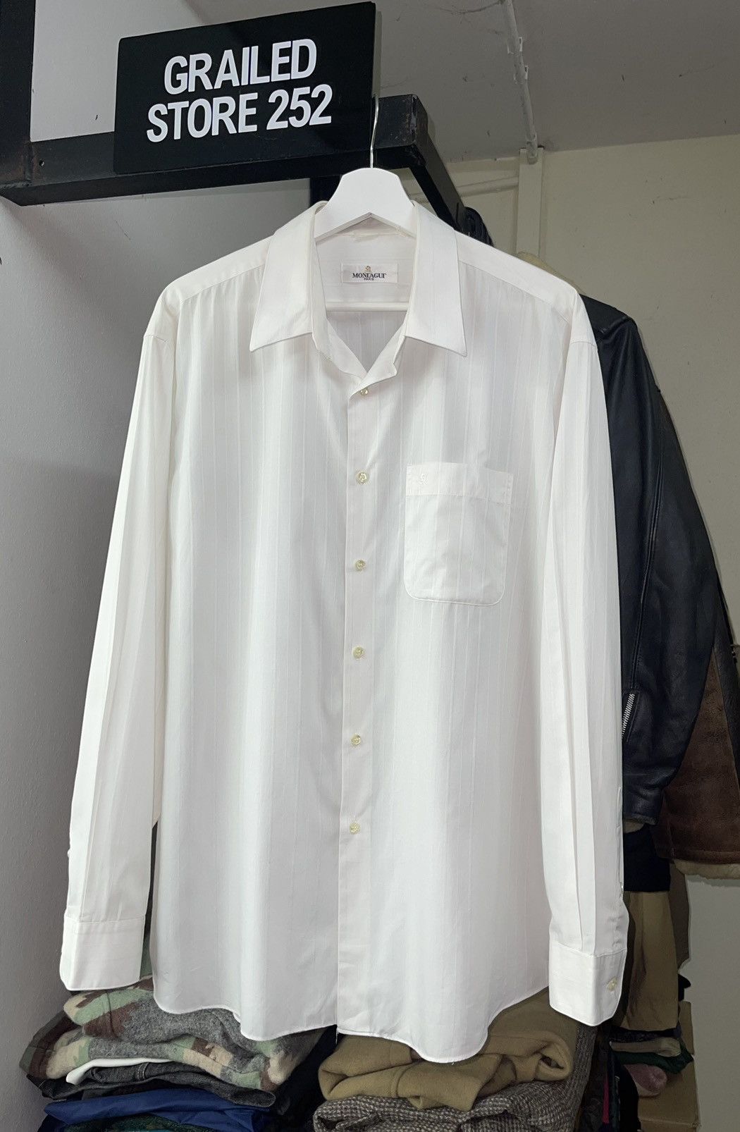 image of Vintage Montagut Paris Shirts in White, Men's (Size Large)