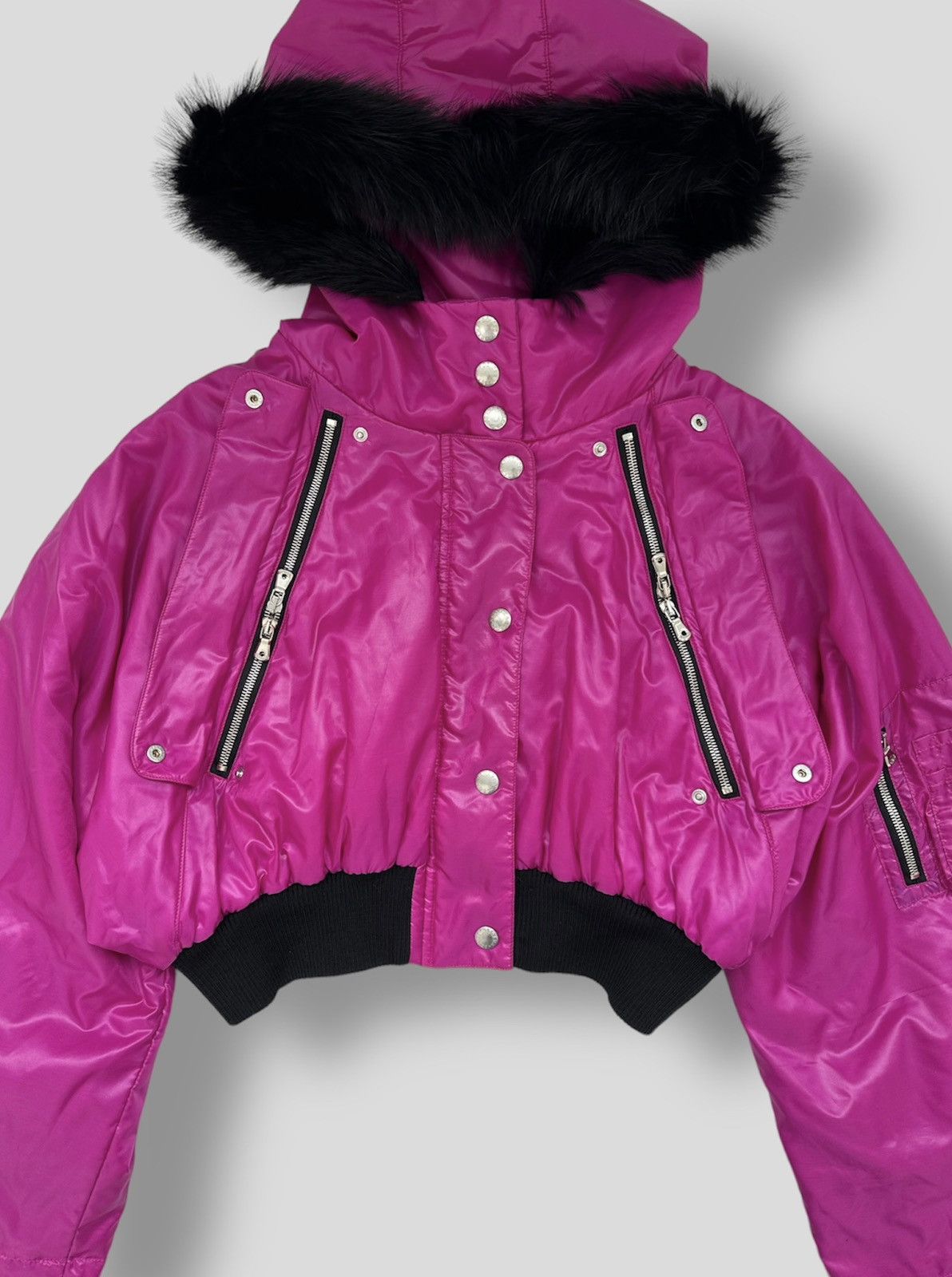 Dolce & Gabbana Dolce&Gabbana FW 2003 Pink Cropped Fur Down Jacket runway Size M / US 6-8 / IT 42-44 - 8 Thumbnail