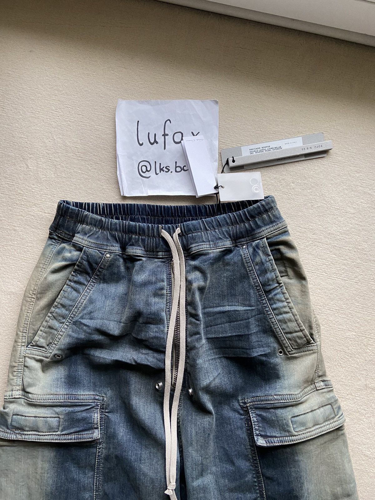 Rick Owens NEW | SS23 EDFU DOUBLE CARGO JUMBO BELA MINERAL PEARL DEGRAD Size US 32 / EU 48 - 5 Thumbnail