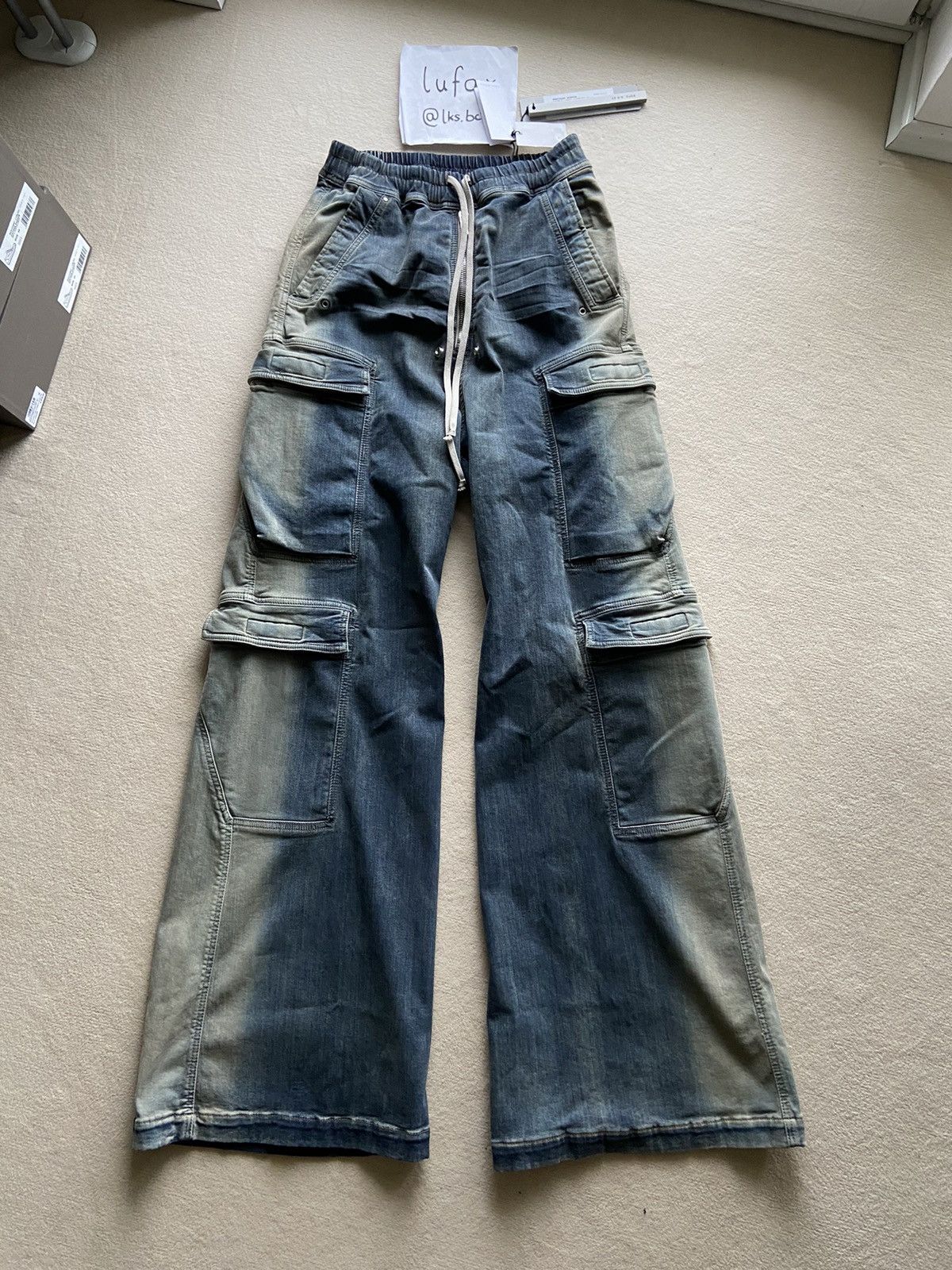 RICK OWENS NEW | SS23 EDFU DOUBLE CARGO JUMBO BELA MINERAL PEARL DEGRAD