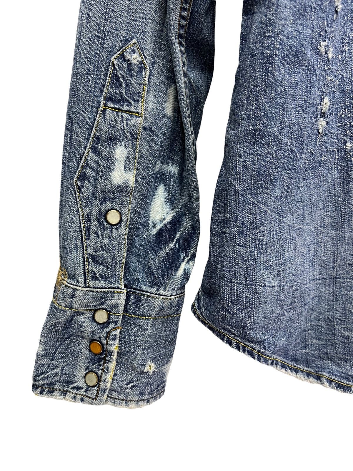 Edwin EDWIN Pearl SnapButton Distressed Damage Design Denim Shirt Size US S / EU 44-46 / 1 - 17 Thumbnail