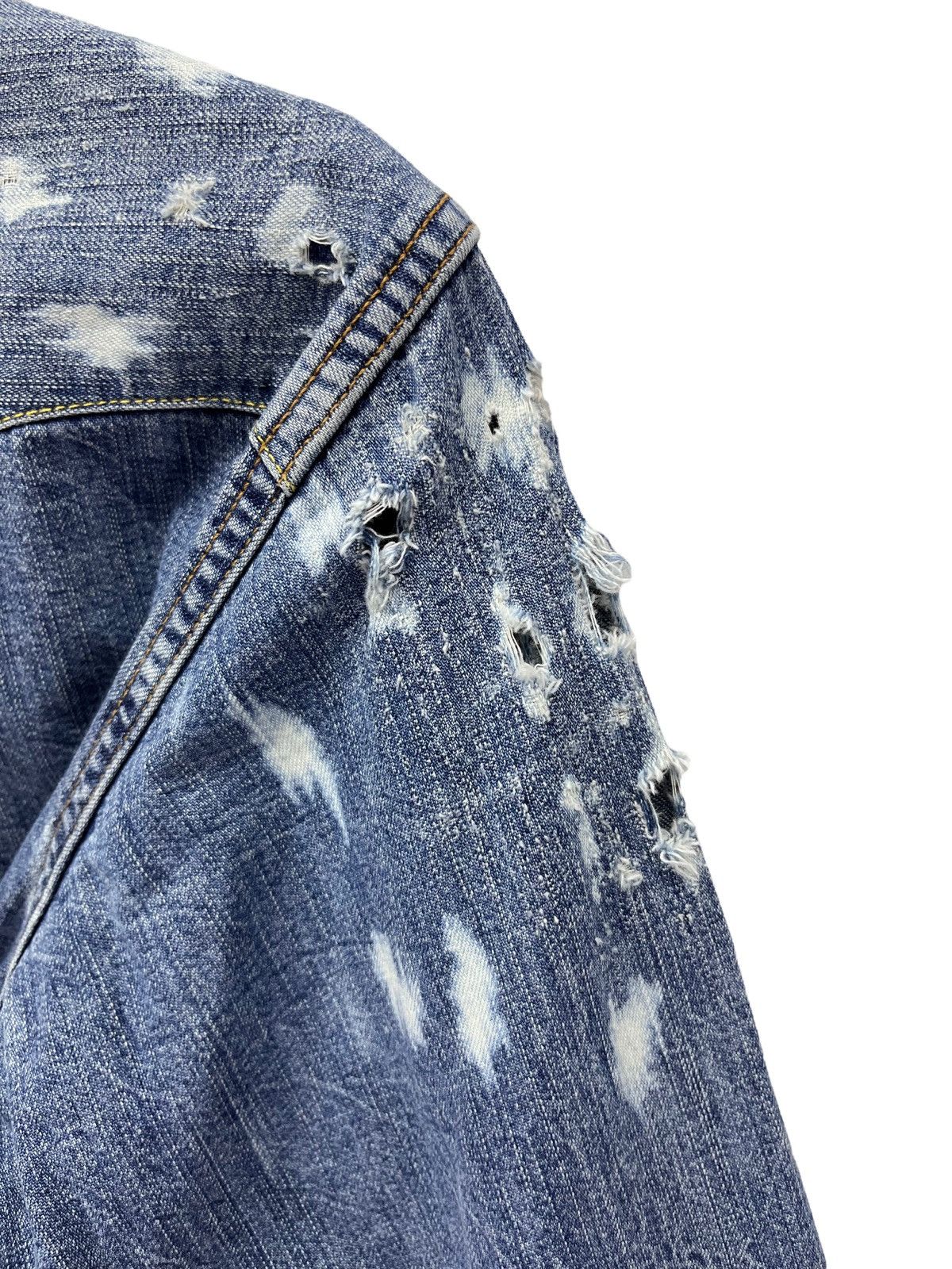 Edwin EDWIN Pearl SnapButton Distressed Damage Design Denim Shirt Size US S / EU 44-46 / 1 - 15 Thumbnail