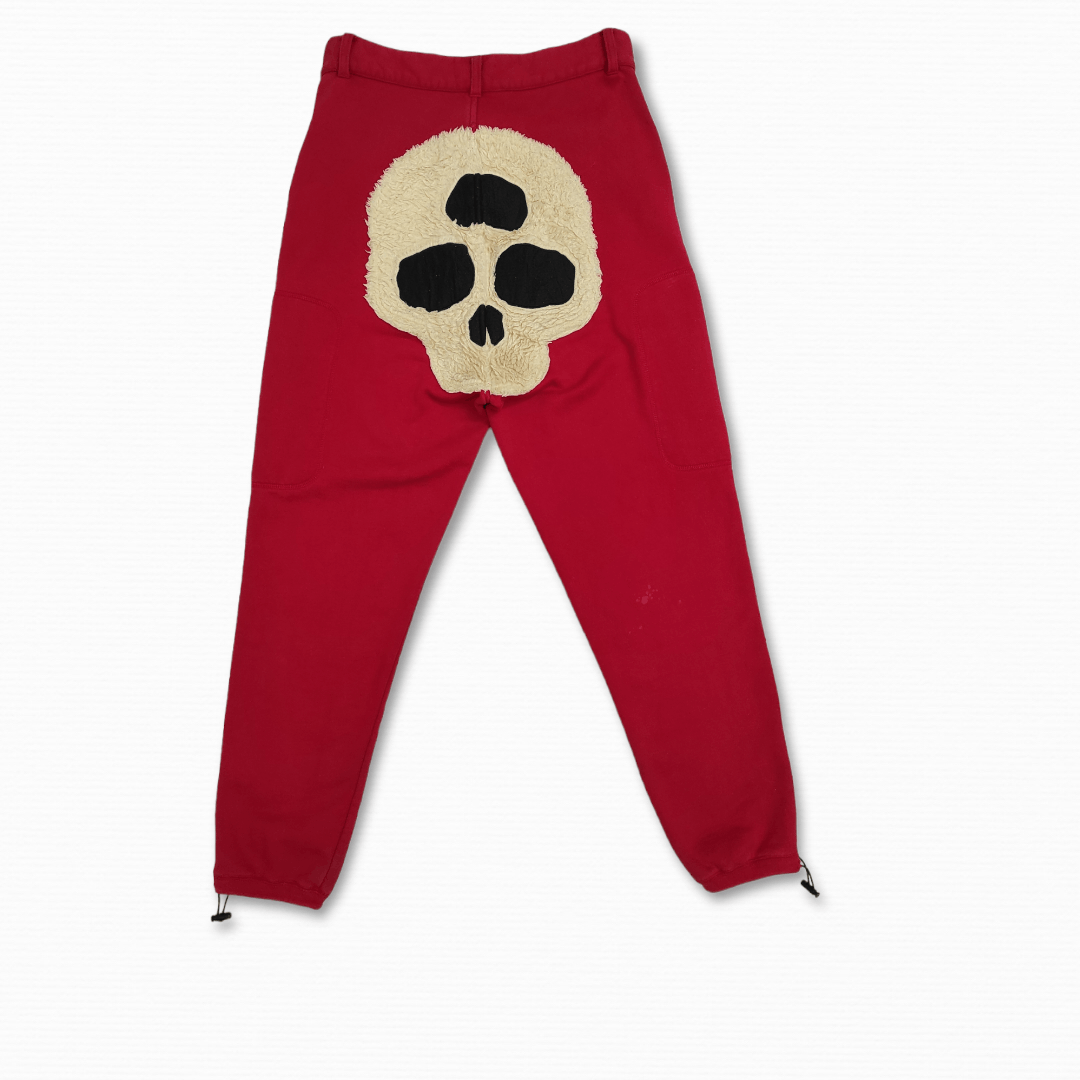 image of Skulls Back In Black By Devil Nut Under Red Flag Utility Sweats in Red Mix, Men's (Size 30)