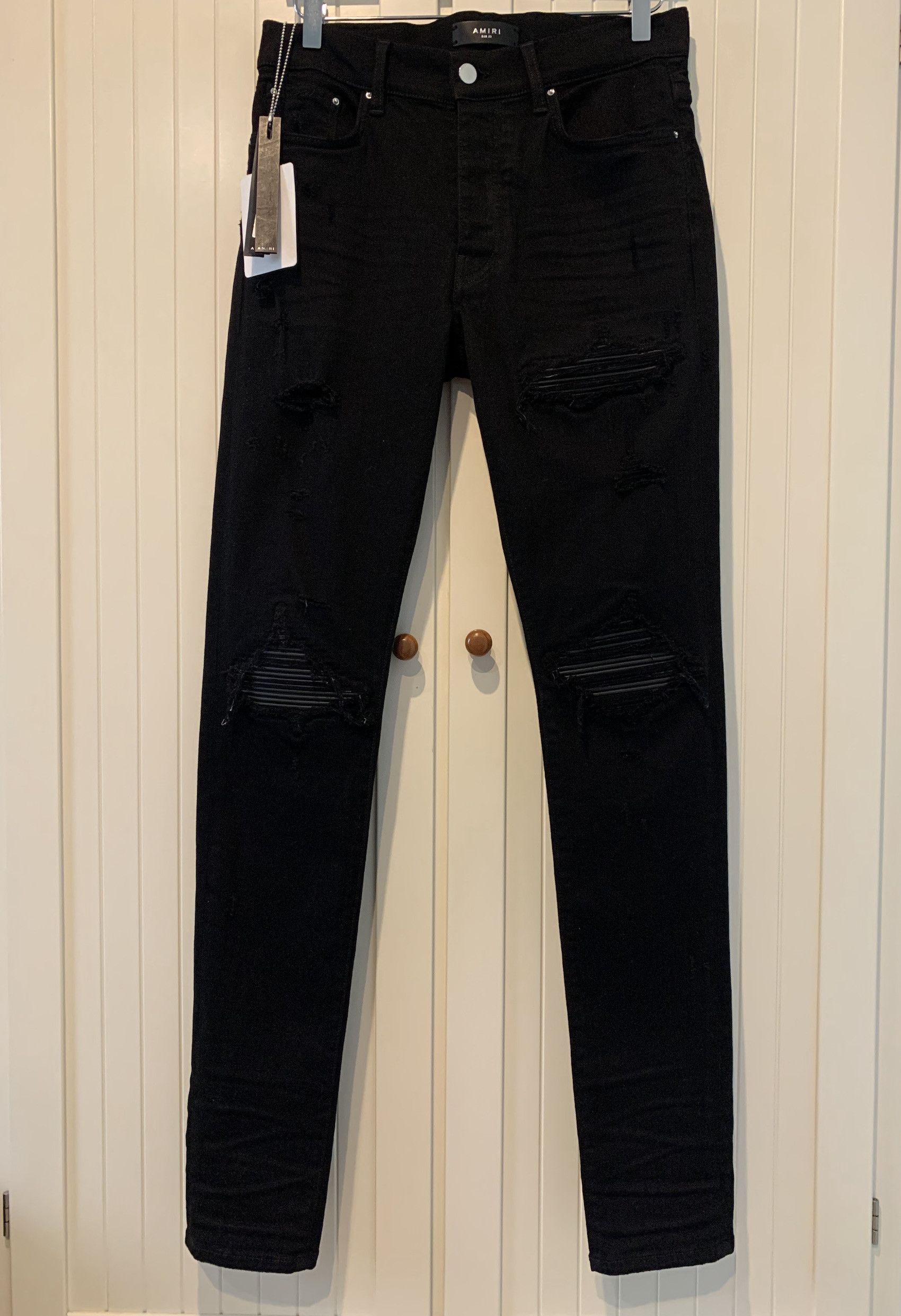 image of Amiri Fw'20 Jean Mx1 Leather Patch in Black, Men's (Size 33)