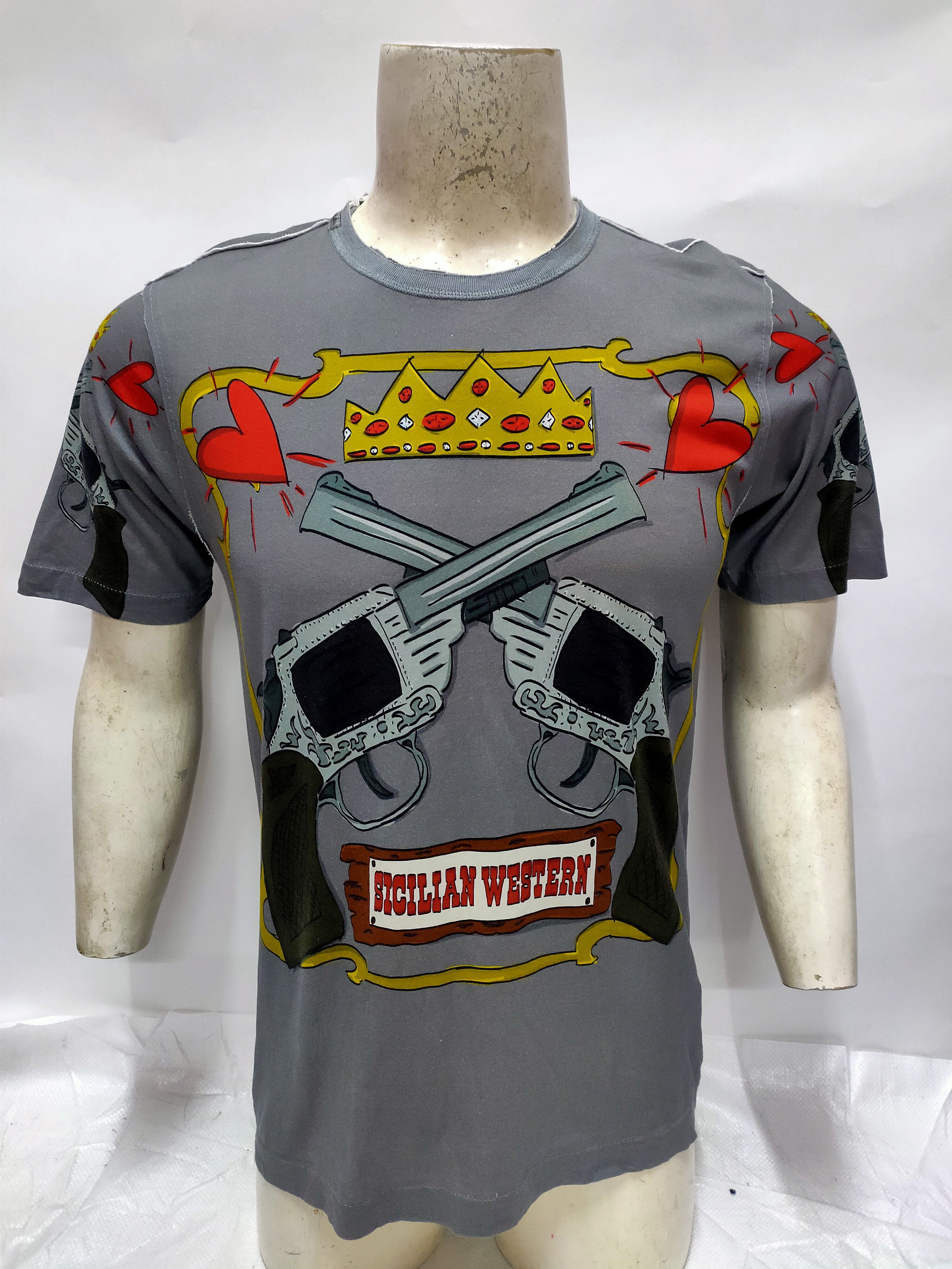 image of Dolce Gabbana Sicilian Western Design in Grey, Men's (Size Medium)