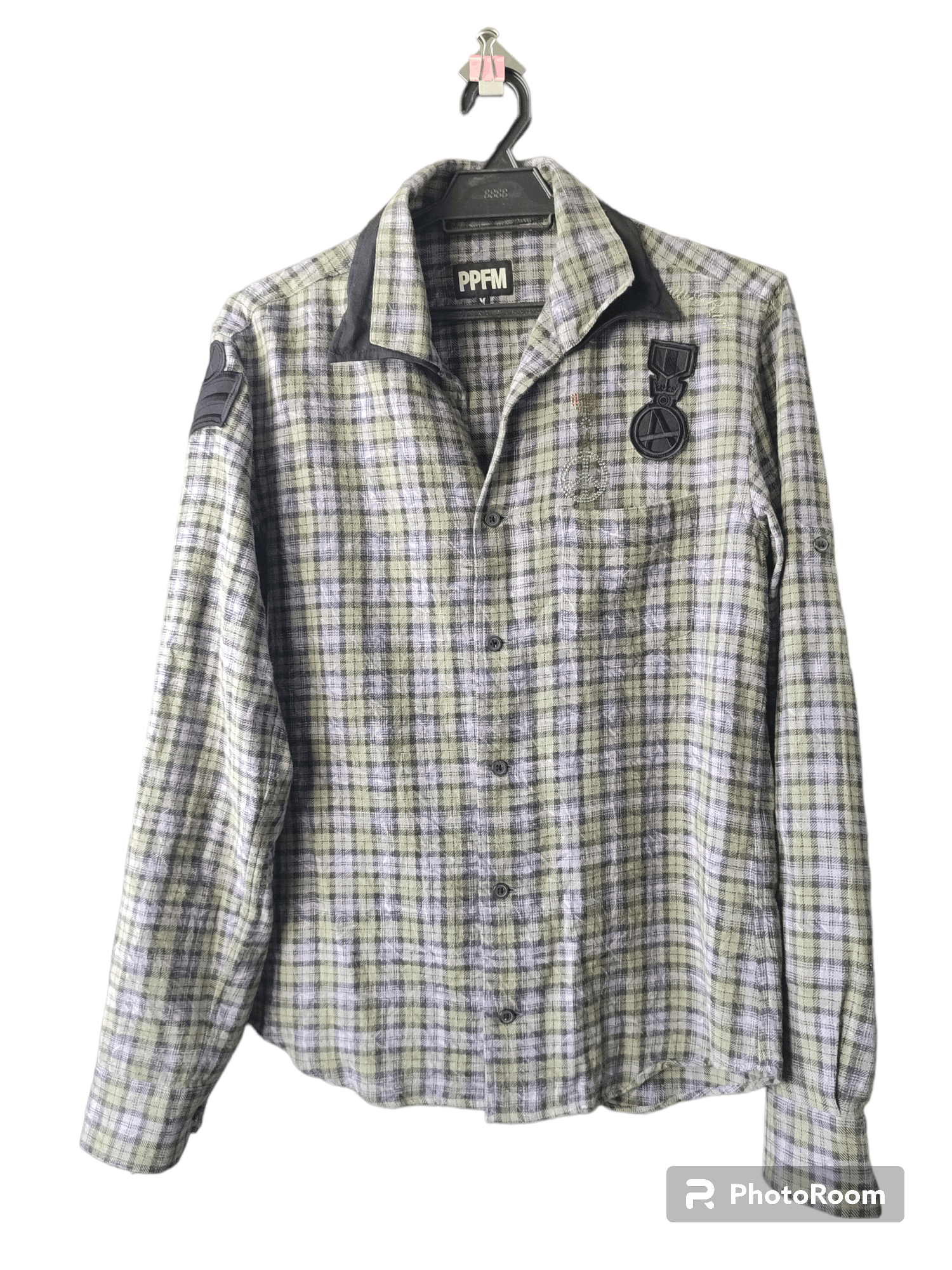 image of Vintage Ppfm Flannel in Grey, Men's (Size Medium)